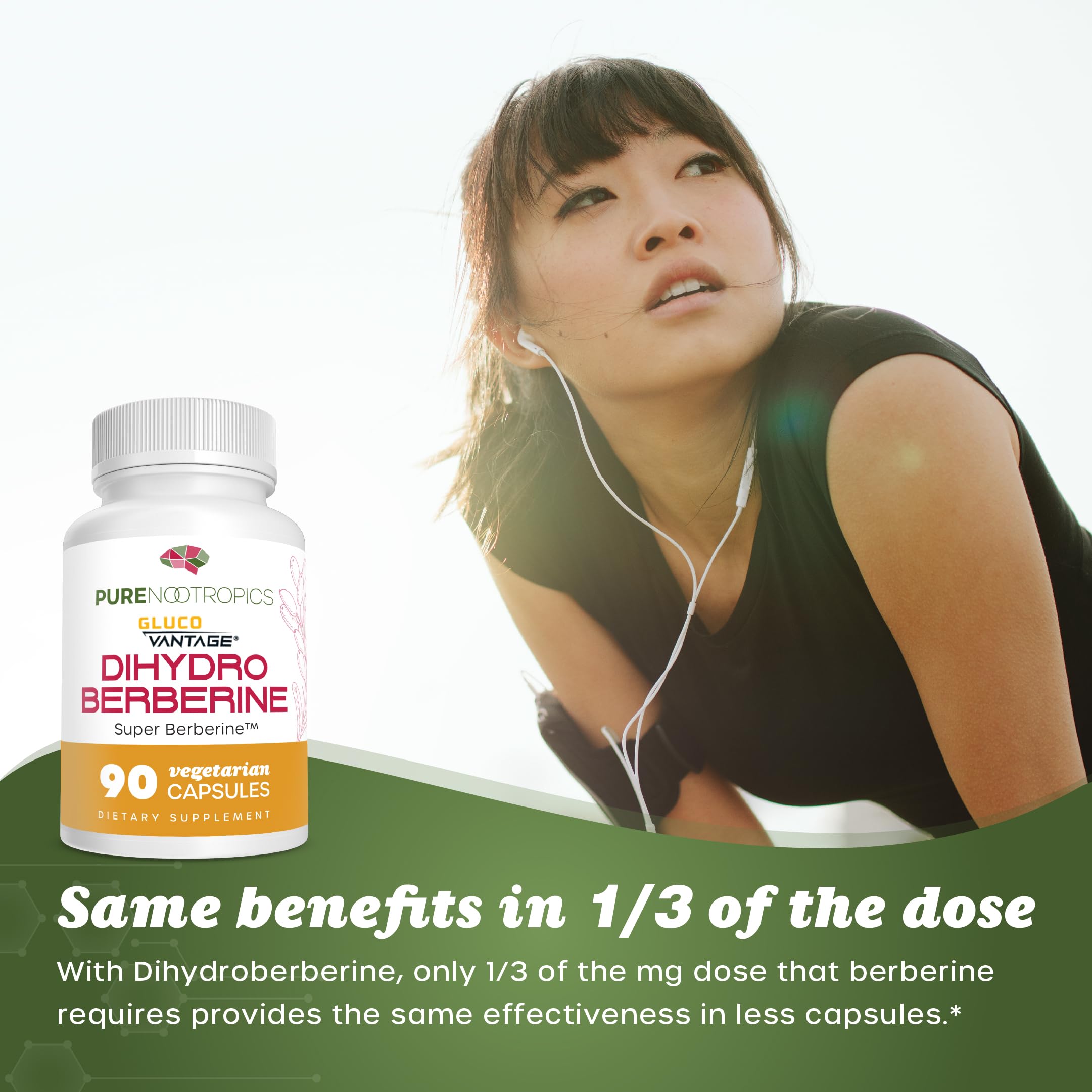 Pure Nootropics Dihydroberberine GlucoVantage label close-up