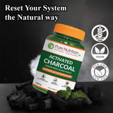PURE NUTRITION Activated Charcoal 180 Capsules back view