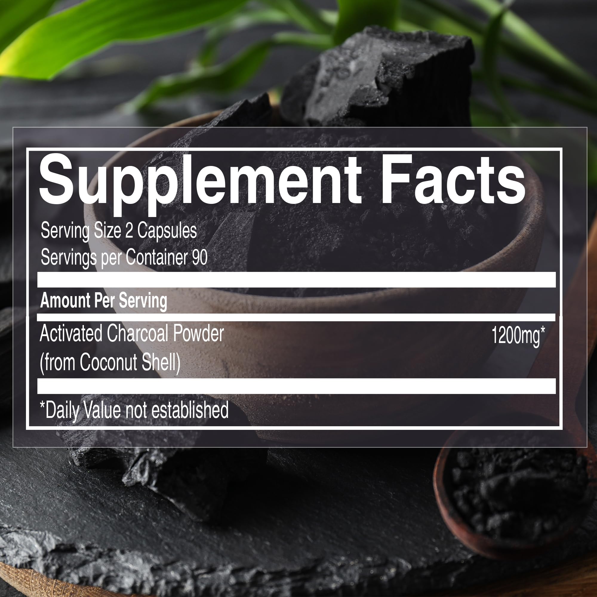 PURE NUTRITION Activated Charcoal 180 Capsules side view