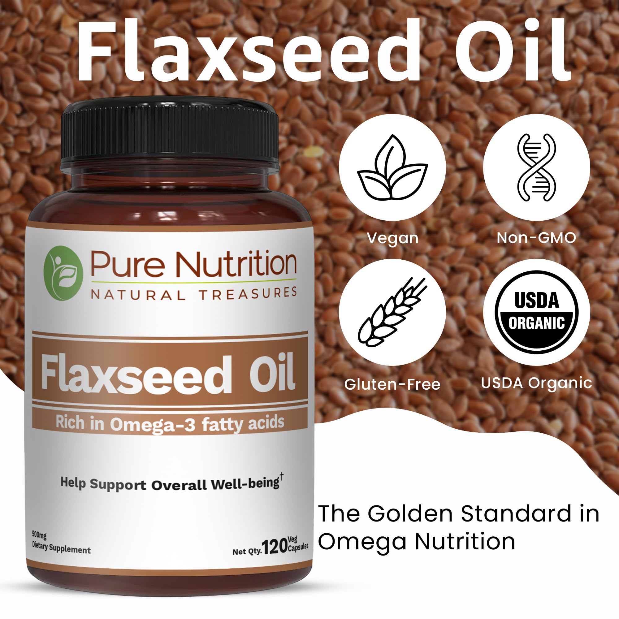 PURE NUTRITION Flaxseed Oil 109g bottle with label