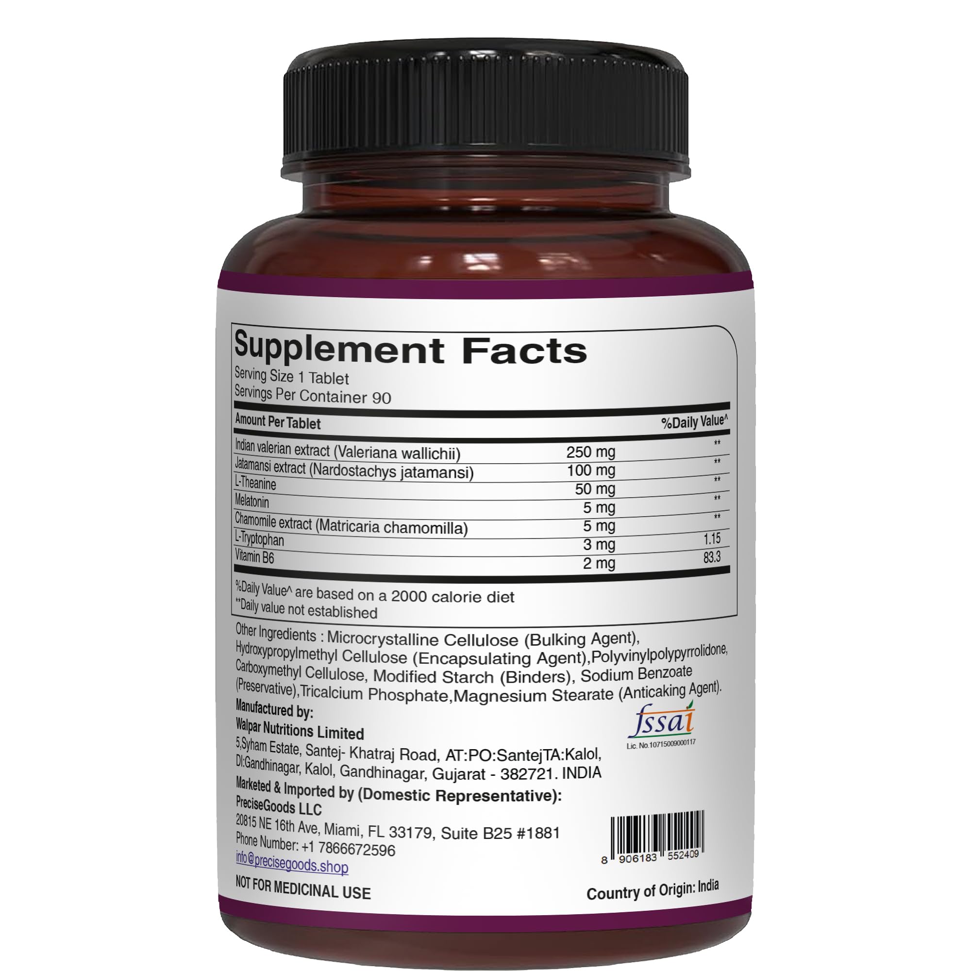 PURE NUTRITION Melatonin 5mg packaging side view