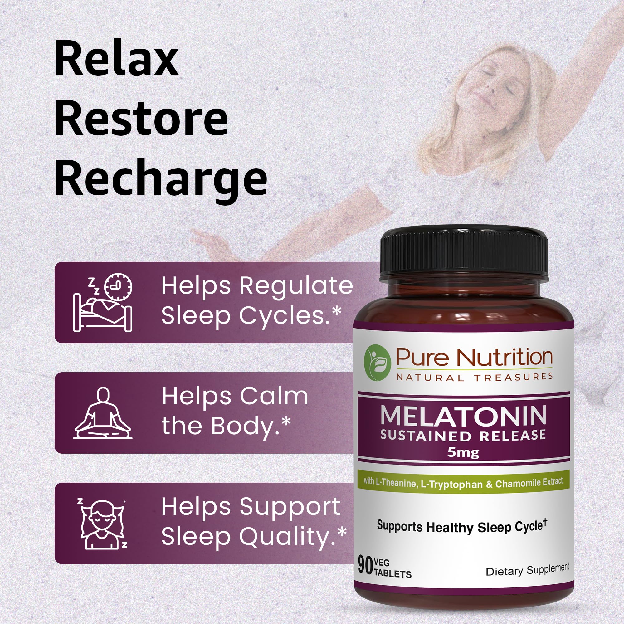 PURE NUTRITION Melatonin 5mg with natural extracts