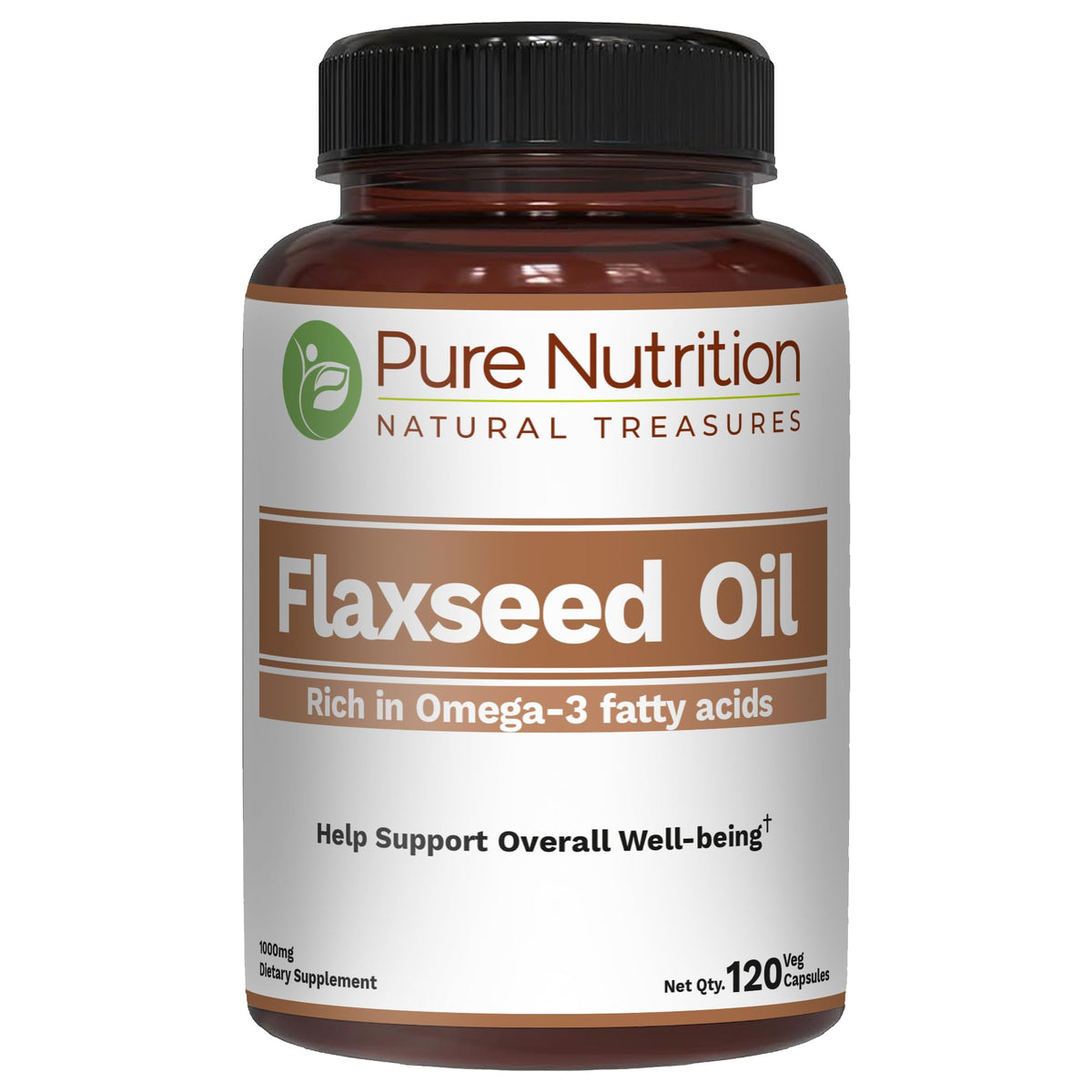PURE NUTRITION NATURAL TREASURES Flaxseed Oil 109g front view