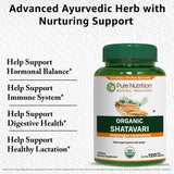 PURE NUTRITION Shatavari Tablets back view with ingredients