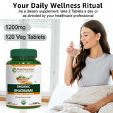 PURE NUTRITION Shatavari Tablets on a wooden table