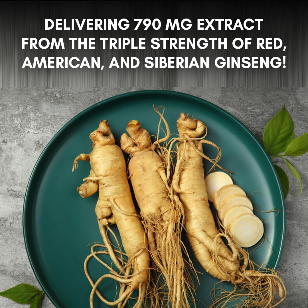PURE NUTRITION Triple Ginseng 120 Capsules with packaging