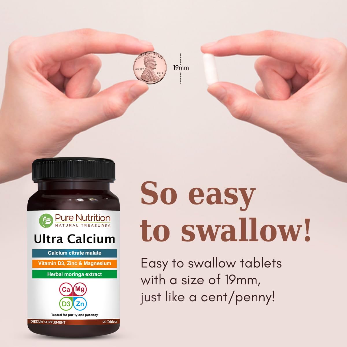 PURE NUTRITION Ultra Calcium Citrate 1250 mg side view
