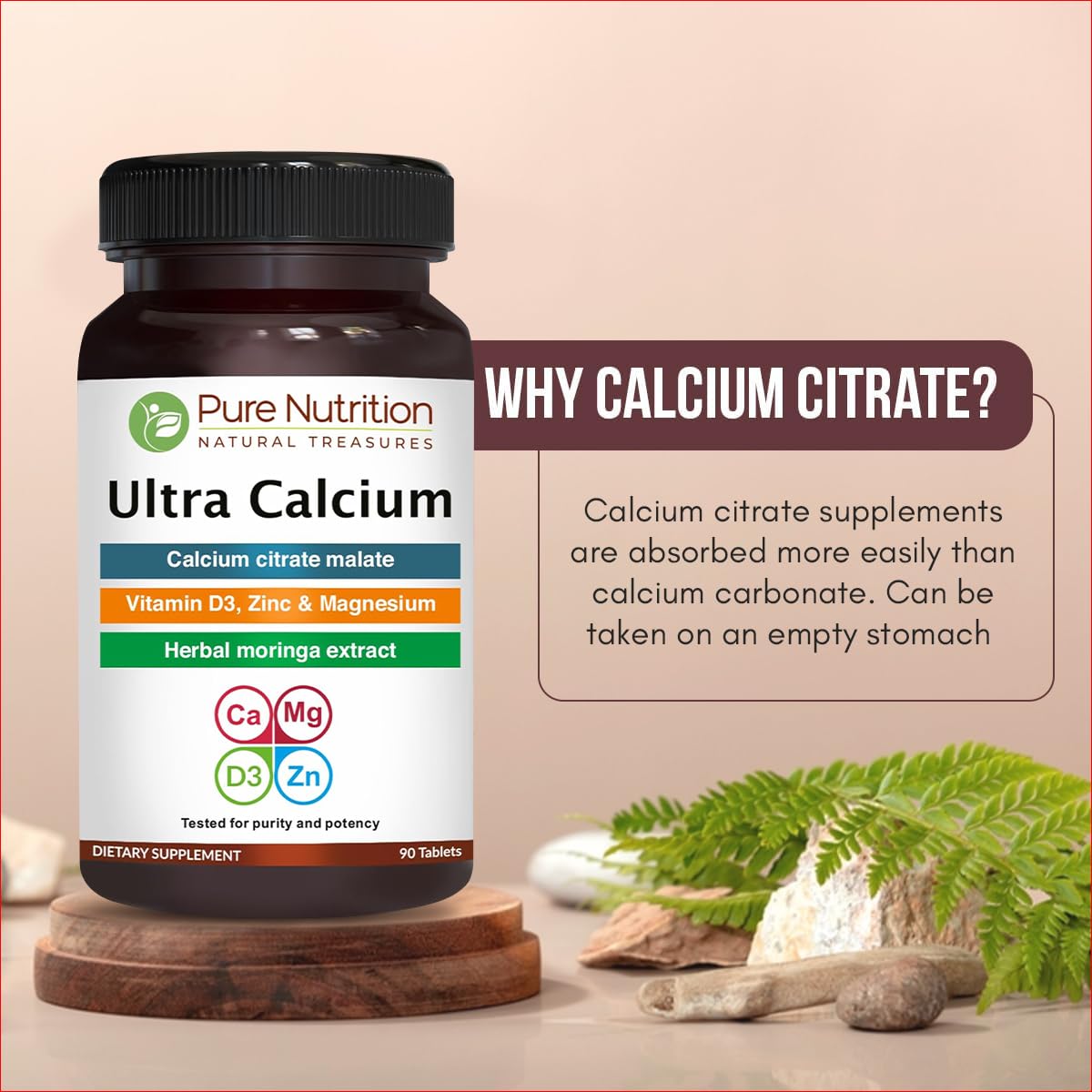 PURE NUTRITION Ultra Calcium Citrate 1250 mg tablet close-up