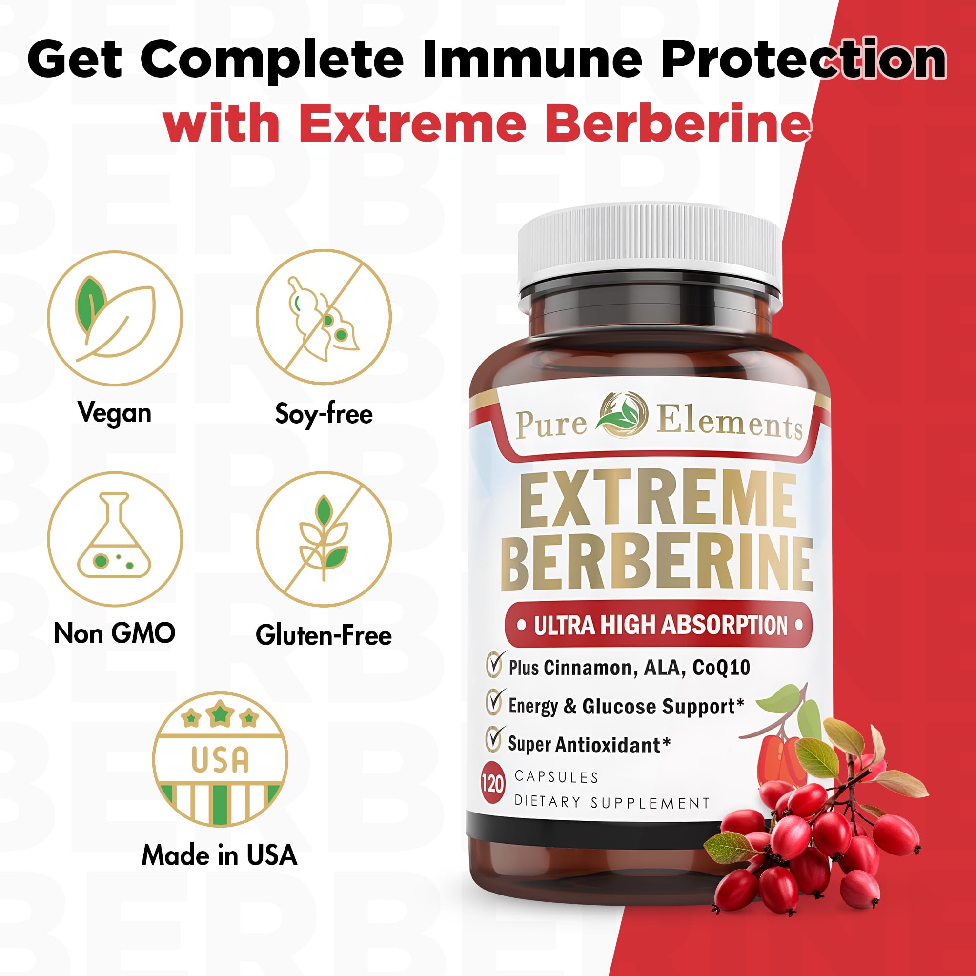 Pure Organic Elements Blended Vitamin & Mineral Supplement with ingredients displayed