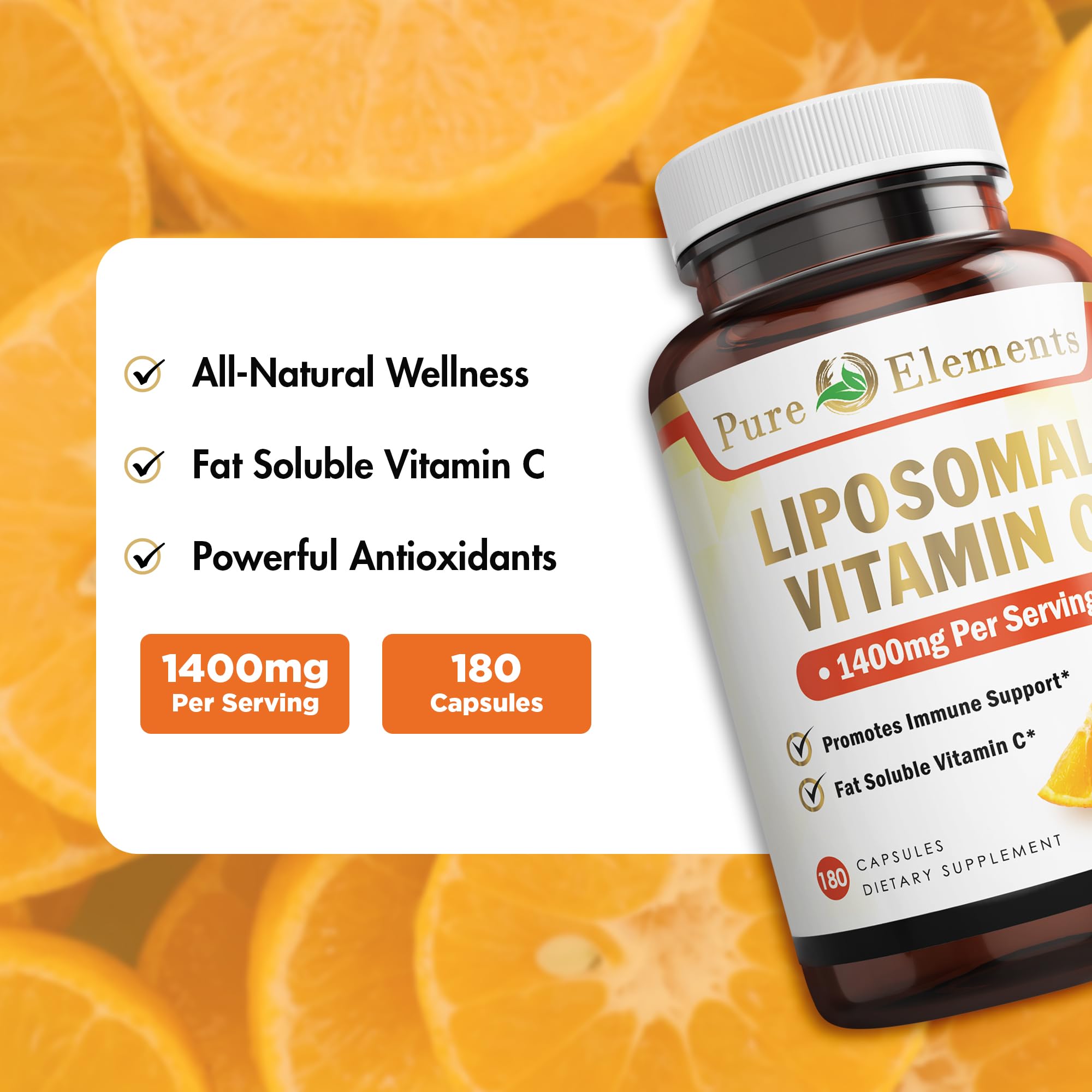 Pure Organic Elements Liposomal Vitamin C 1400mg supplement packaging