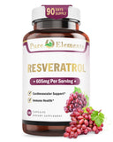 Pure Organic Elements Resveratrol 1450mg Extra Strength 180 Capsules front view
