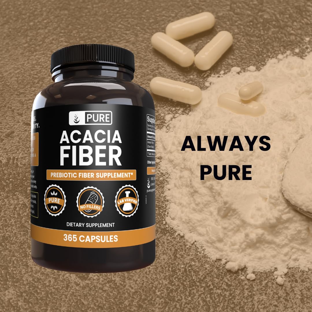 PURE ORIGINAL INGREDIENTS Acacia Fiber Capsules with measuring spoon