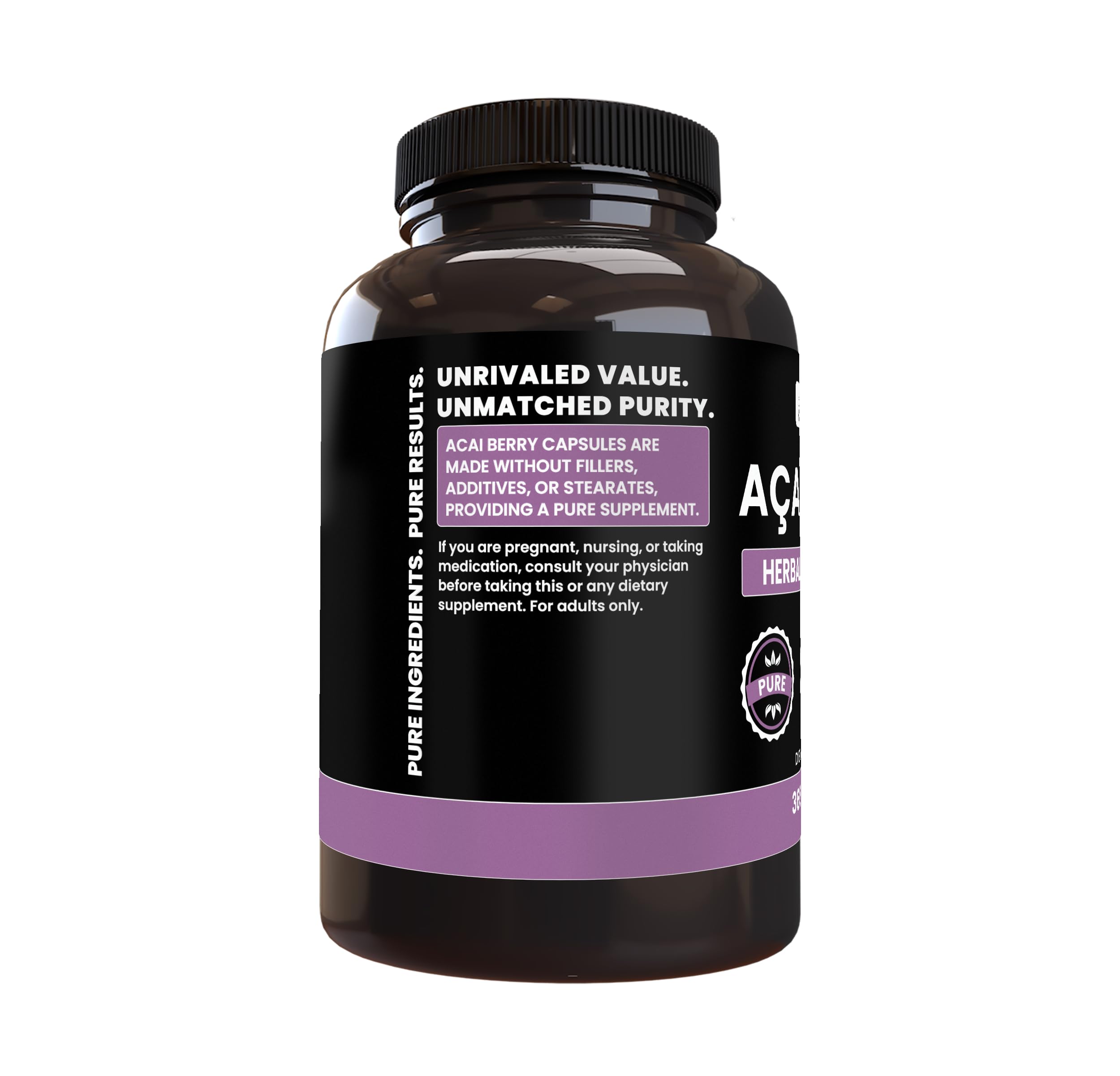 PURE ORIGINAL INGREDIENTS Acai Berry Capsules close-up of capsules