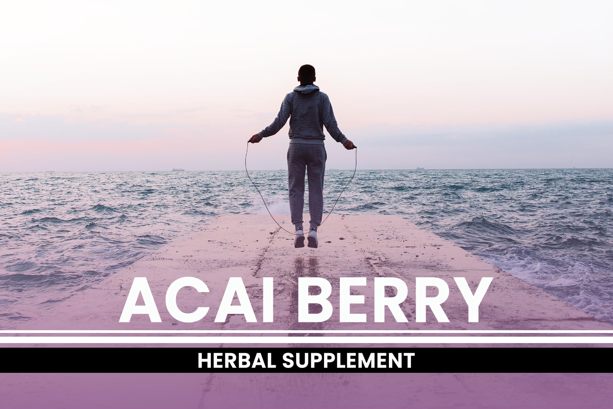 PURE ORIGINAL INGREDIENTS Acai Berry Capsules on a wooden surface