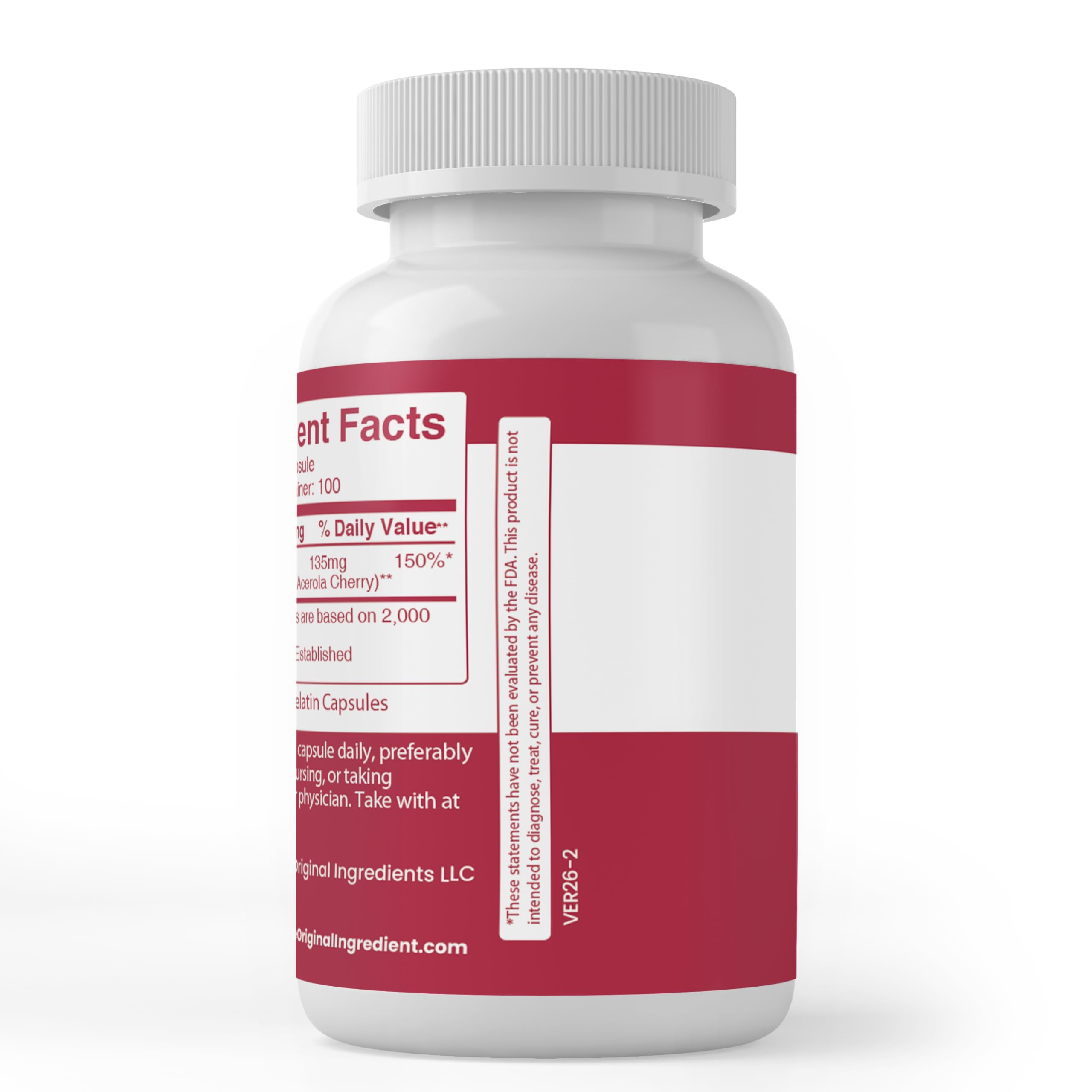PURE ORIGINAL INGREDIENTS Acerola Cherry Capsules with label details