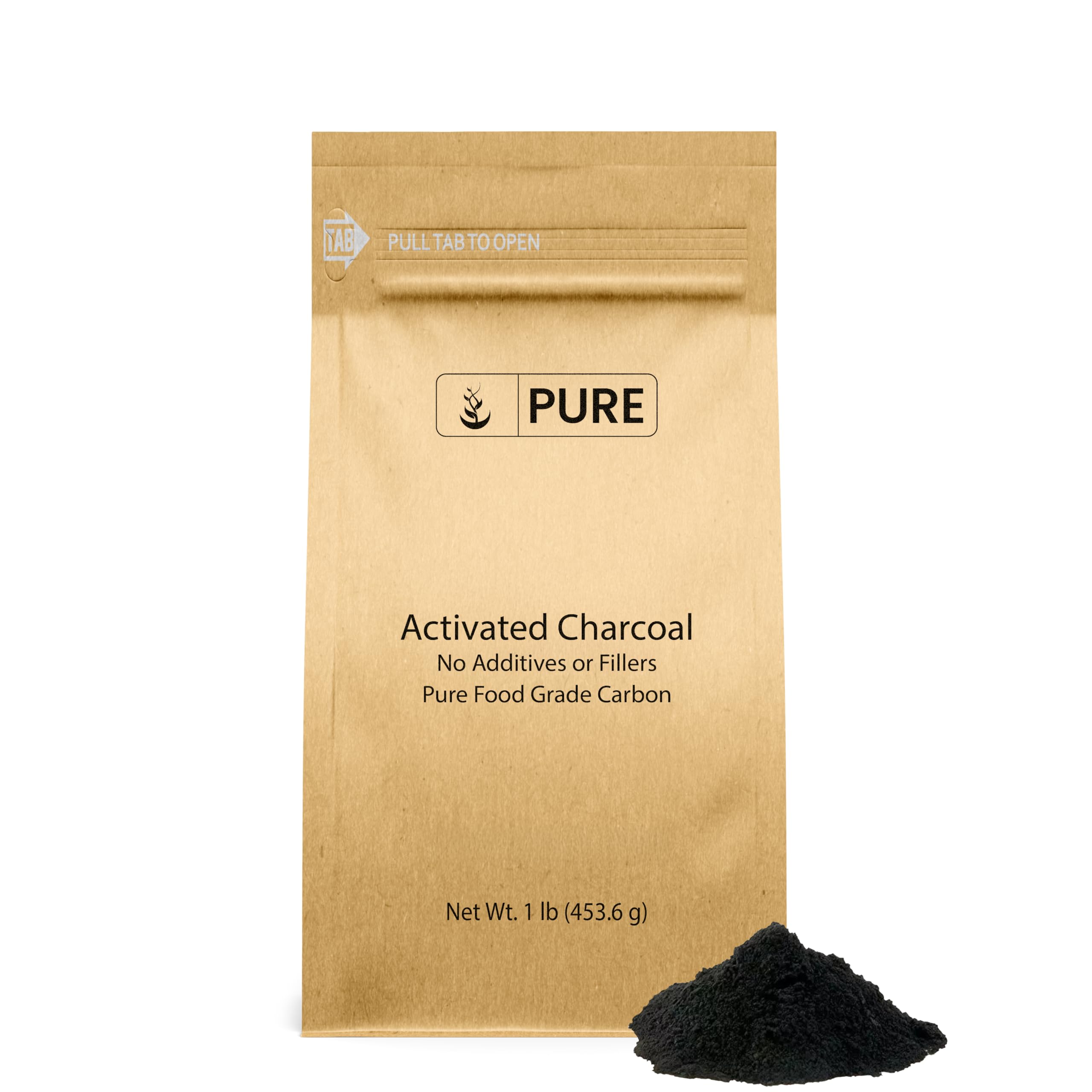 PURE ORIGINAL INGREDIENTS Activated Charcoal Powder 454g front view
