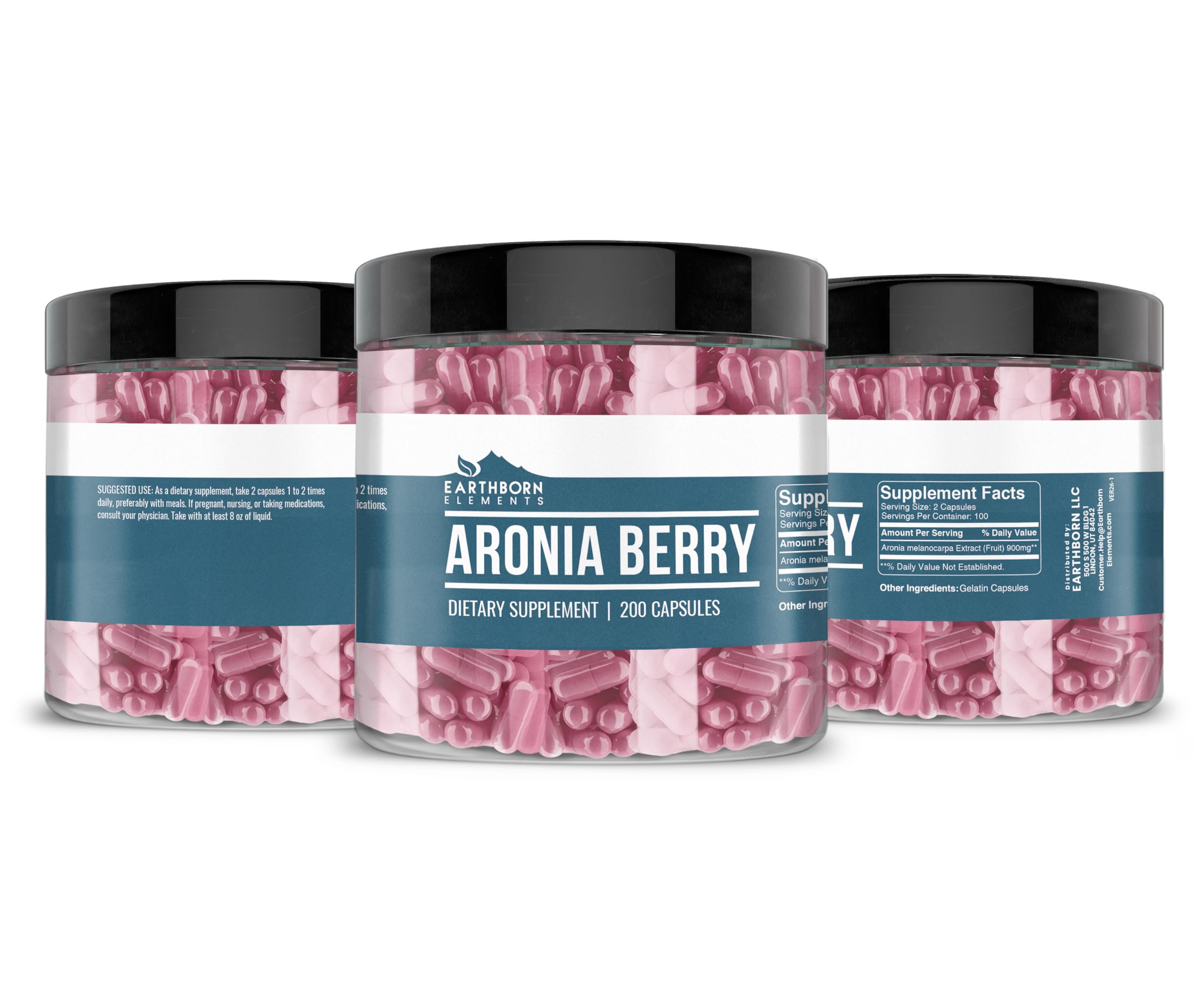 PURE ORIGINAL INGREDIENTS Aronia Berry Extract Capsules on a wooden table