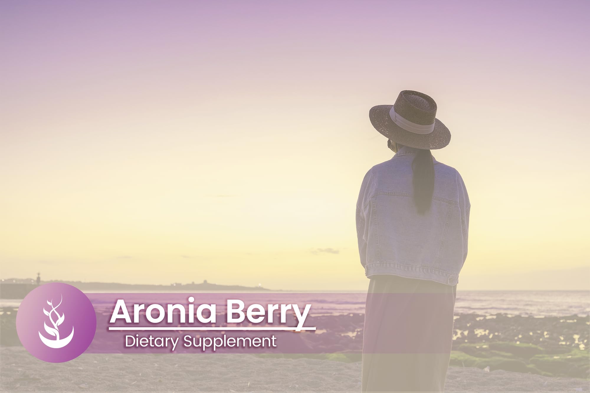 PURE ORIGINAL INGREDIENTS Aronia Berry Extract Capsules on a wooden table