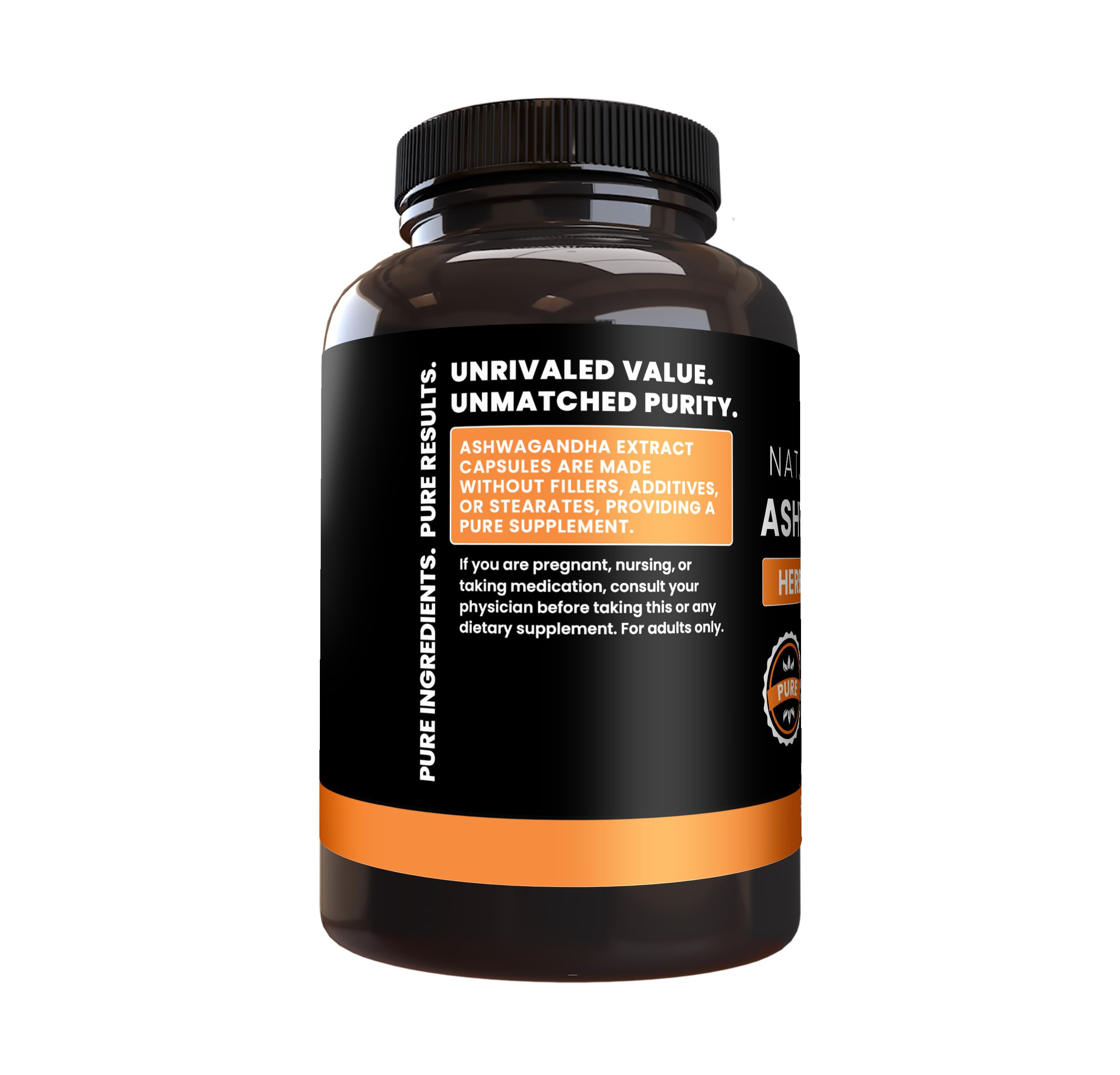 PURE ORIGINAL INGREDIENTS Ashwagandha Capsules back view