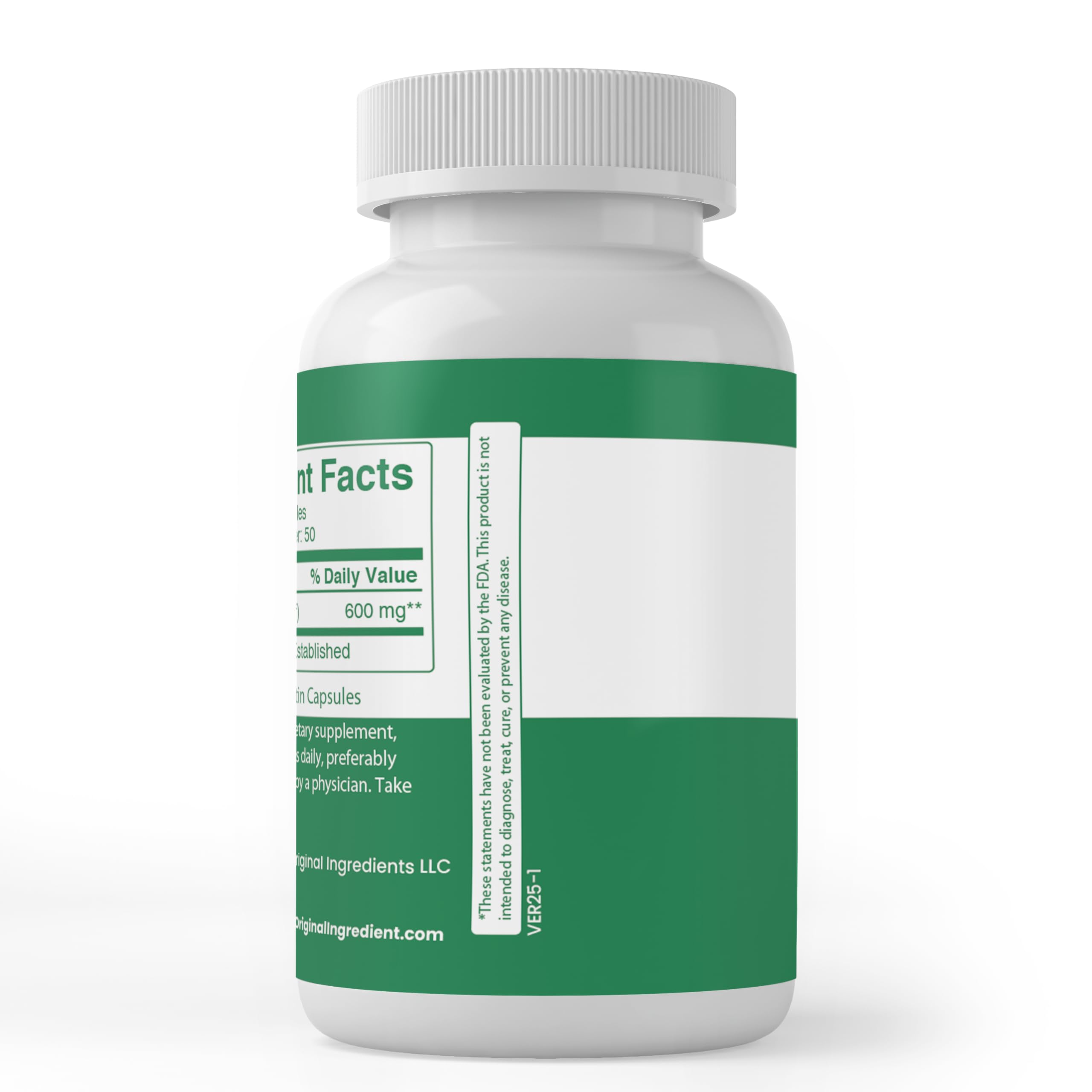 PURE ORIGINAL INGREDIENTS Barley Grass Capsules bottle with label