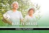 PURE ORIGINAL INGREDIENTS Barley Grass Capsules on a wooden table