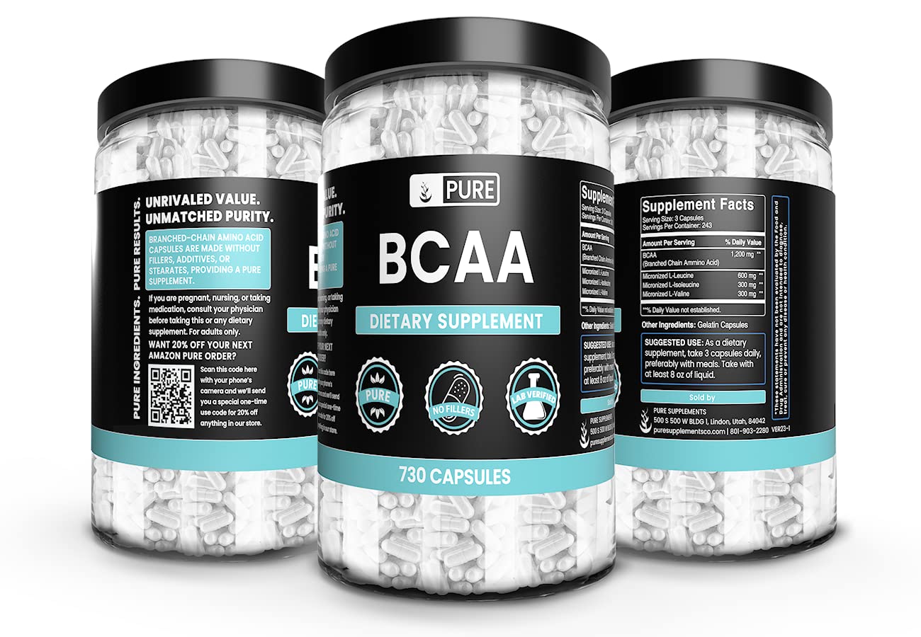 PURE ORIGINAL INGREDIENTS BCAA Capsules side view