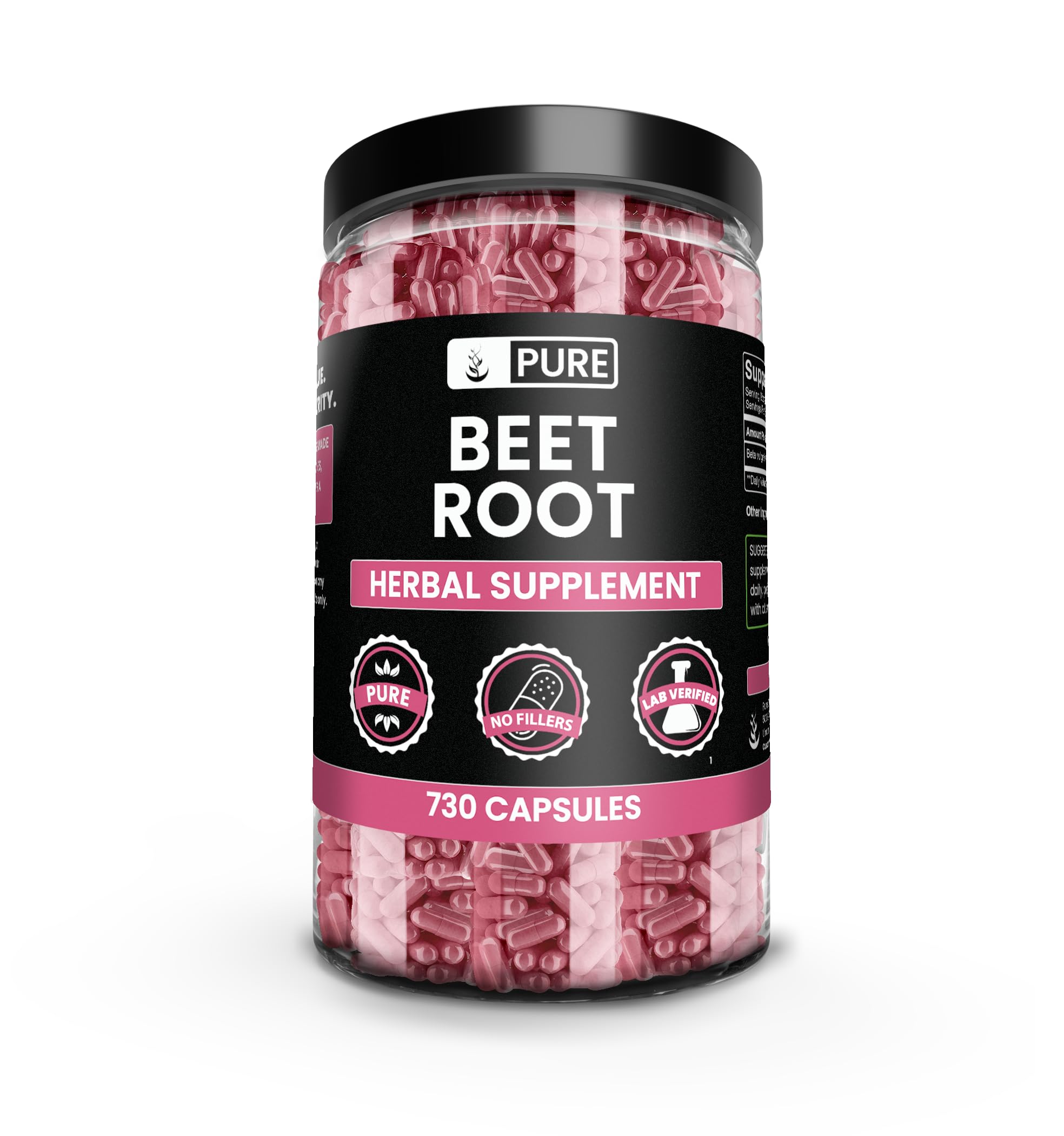 PURE ORIGINAL INGREDIENTS Beet Root Capsules bottle front view