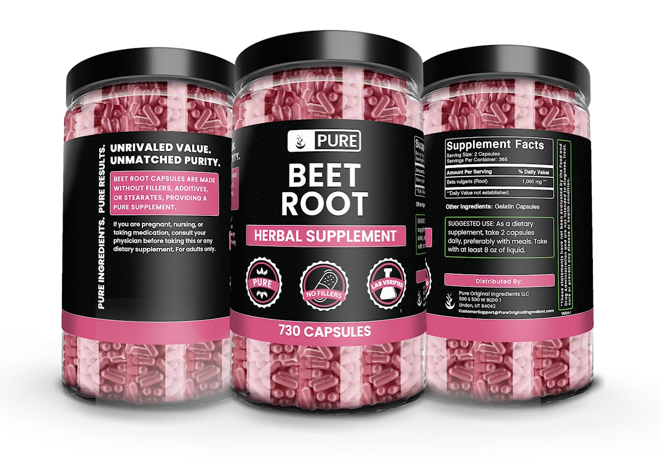 PURE ORIGINAL INGREDIENTS Beet Root Capsules packaging details