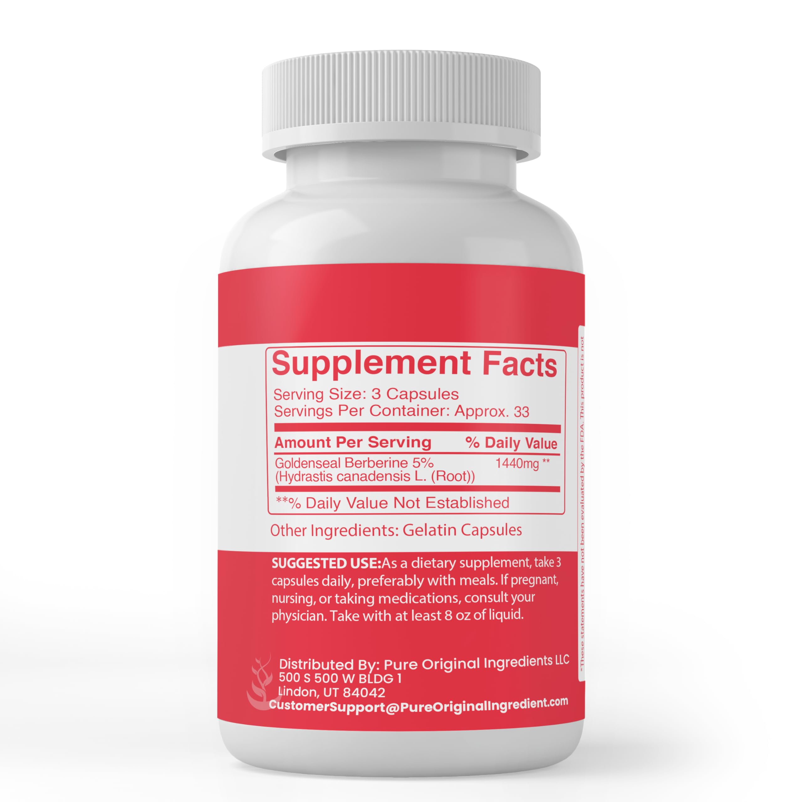PURE ORIGINAL INGREDIENTS Berberine Capsules packaging