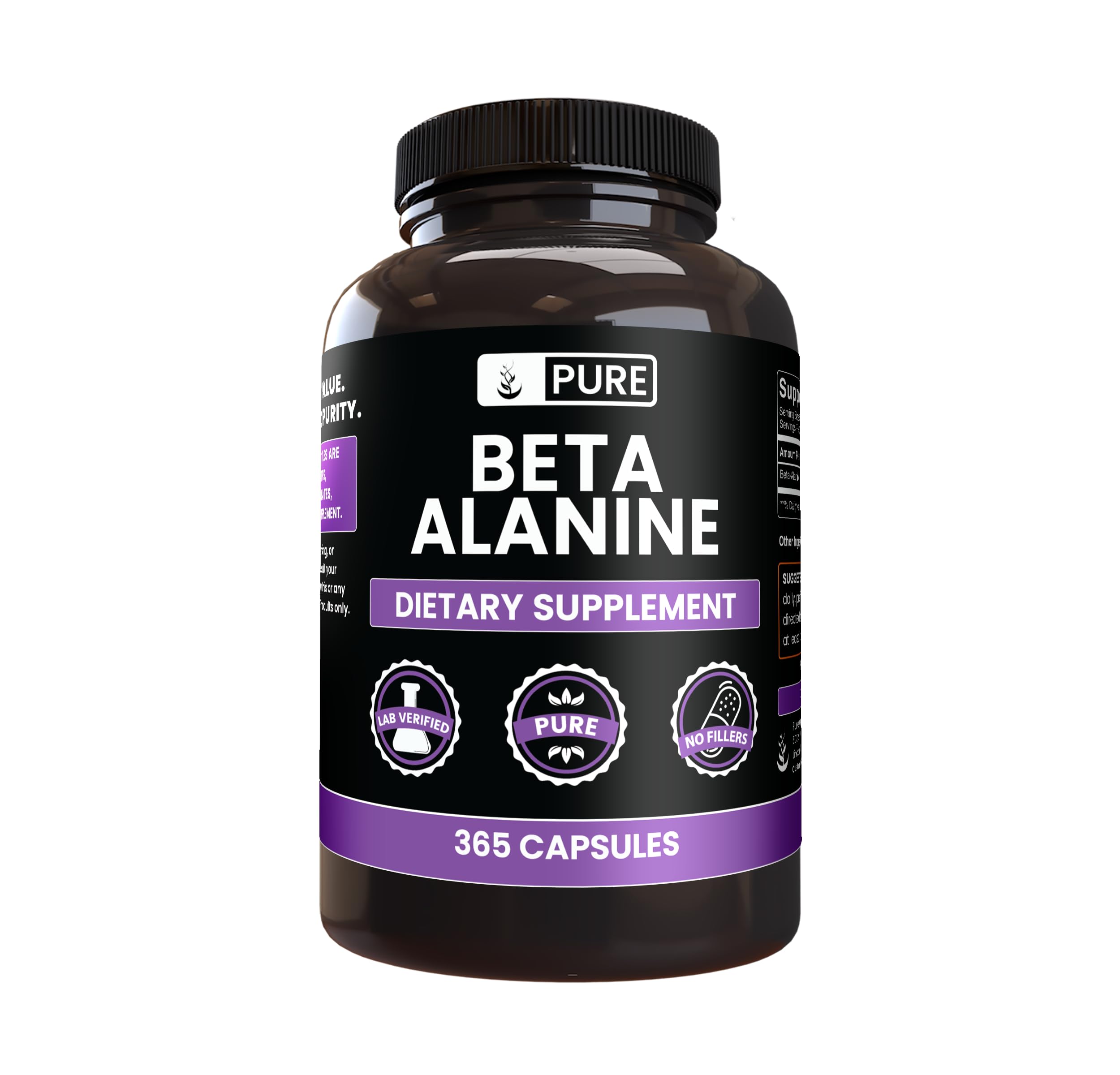 PURE ORIGINAL INGREDIENTS Beta Alanine Capsules front view