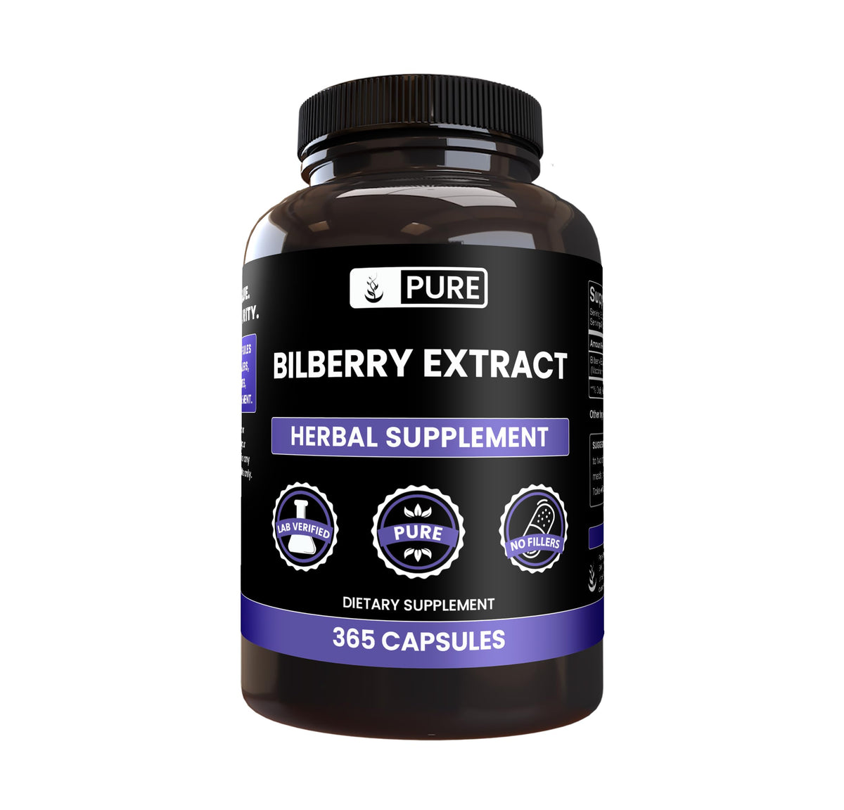 PURE ORIGINAL INGREDIENTS Bilberry Extract Capsules 180 count front view
