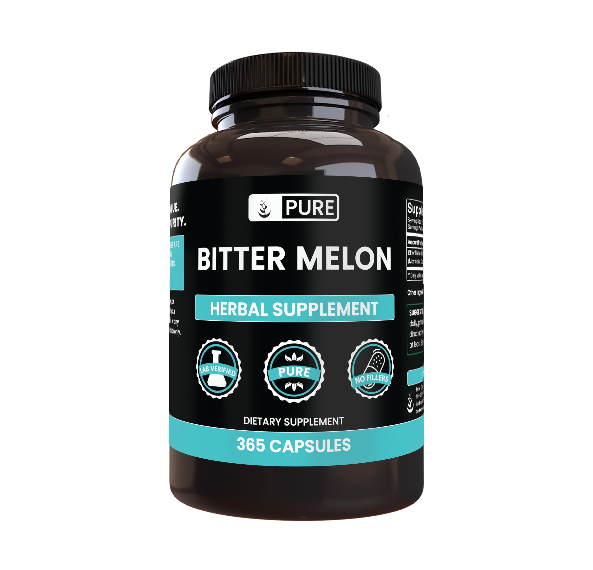 PURE ORIGINAL INGREDIENTS Bitter Melon Capsules front view