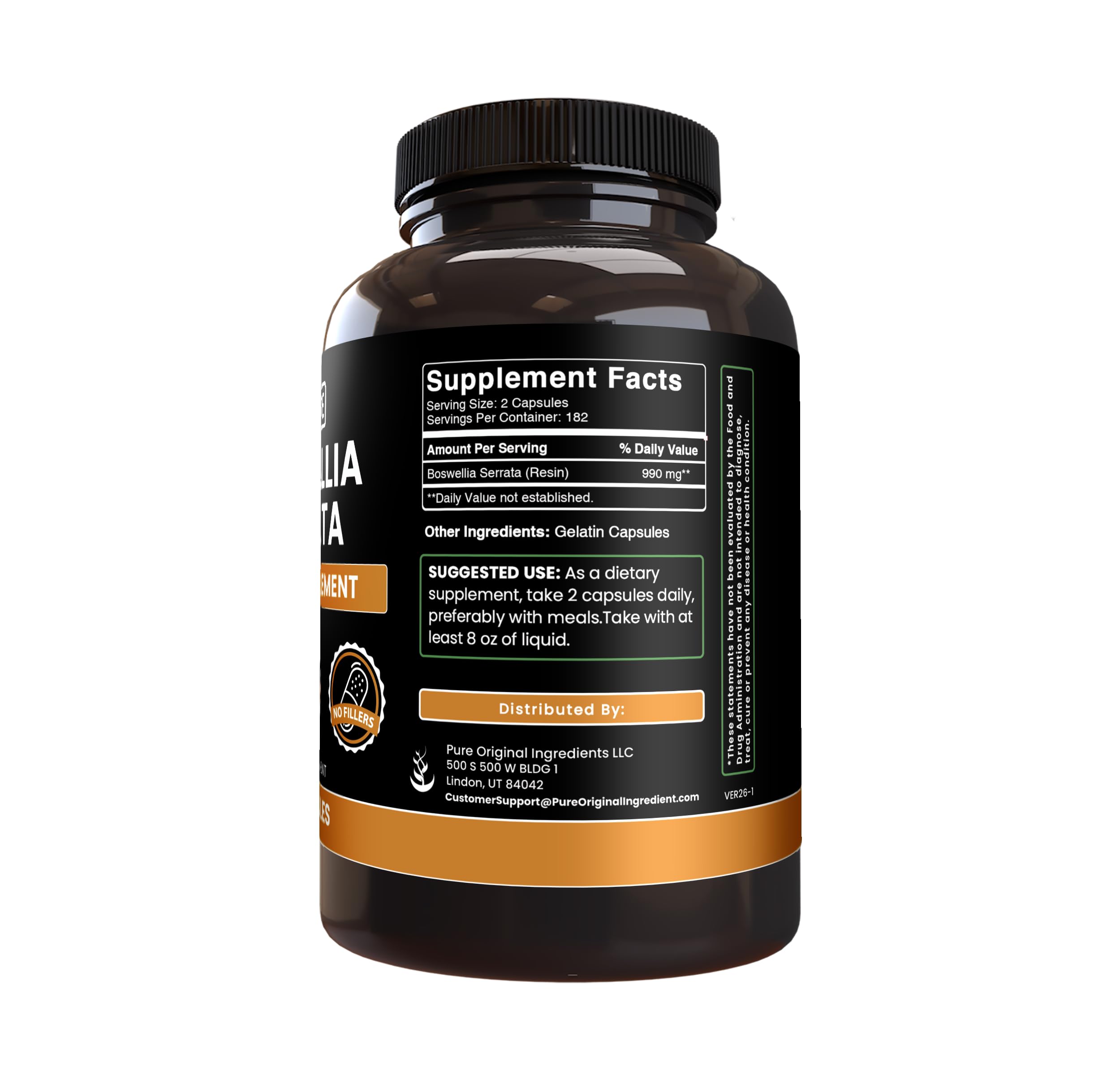 PURE ORIGINAL INGREDIENTS Boswellia Serrata Capsules side view