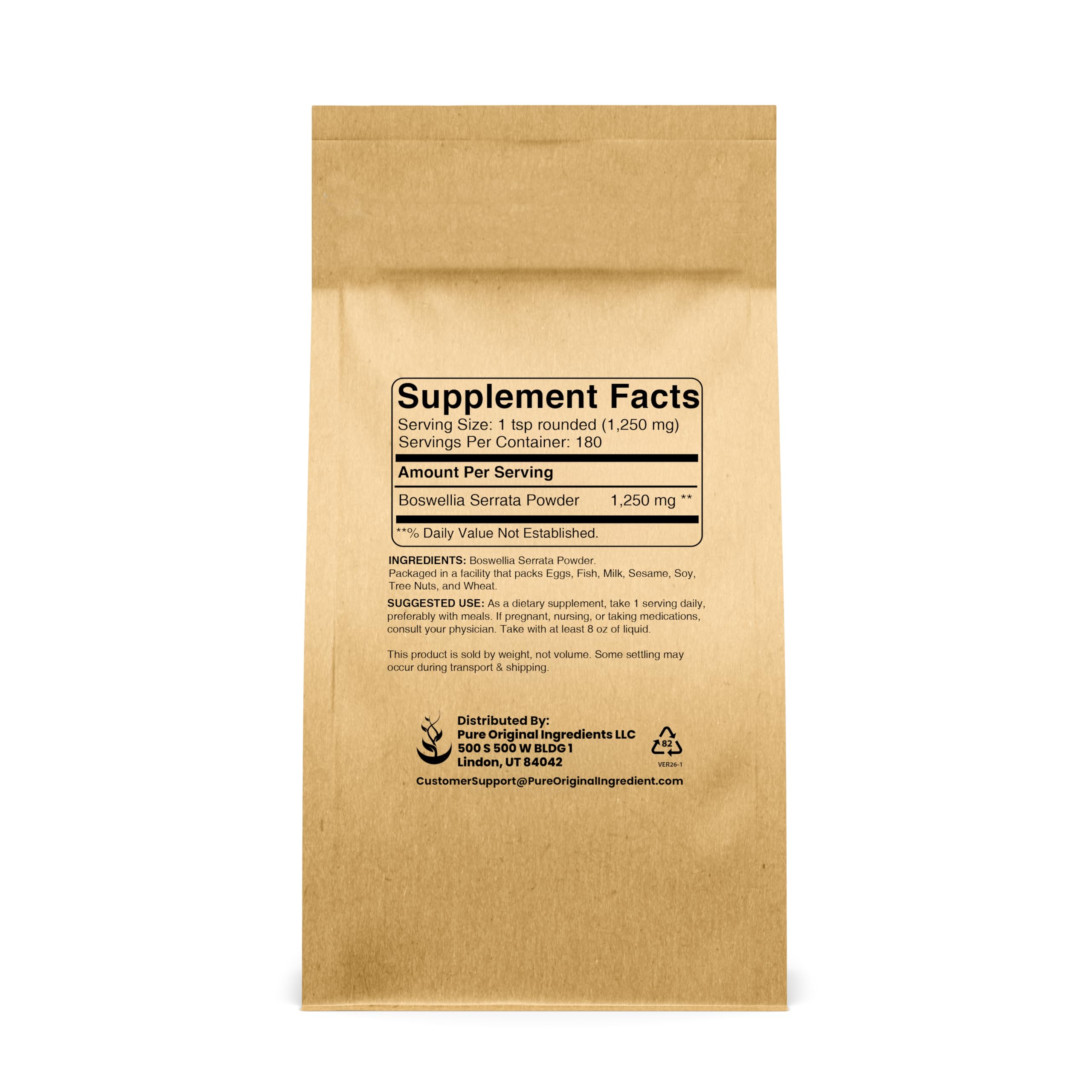 PURE ORIGINAL INGREDIENTS Boswellia Serrata Extract Powder packaging