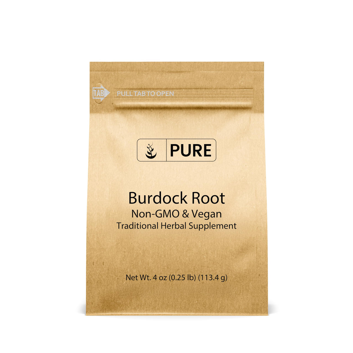 PURE ORIGINAL INGREDIENTS Burdock Root Extract Powder front view packaging