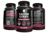PURE ORIGINAL INGREDIENTS Calcium Citrate Capsules back view with ingredients