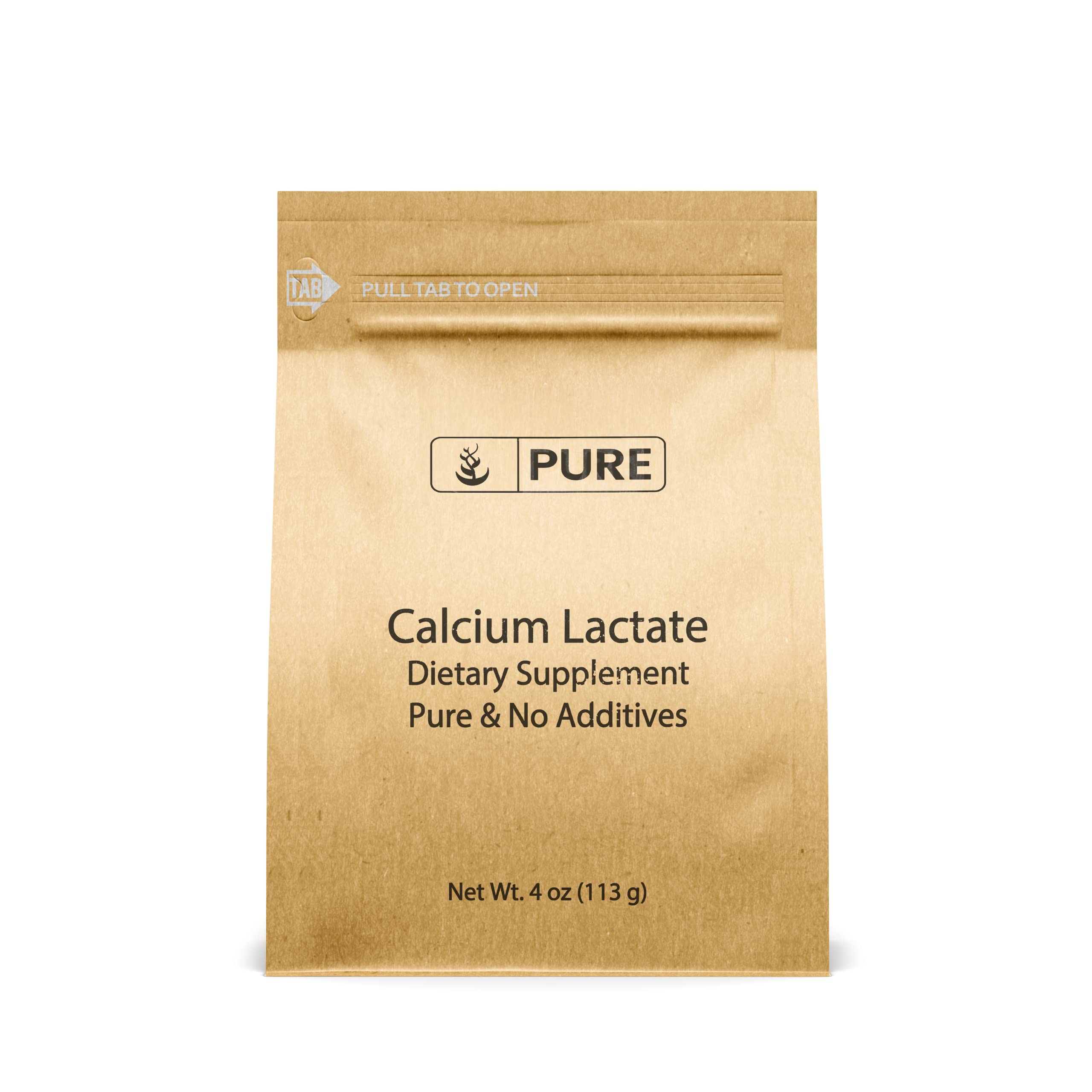 PURE ORIGINAL INGREDIENTS Calcium Lactate Powder front view packaging