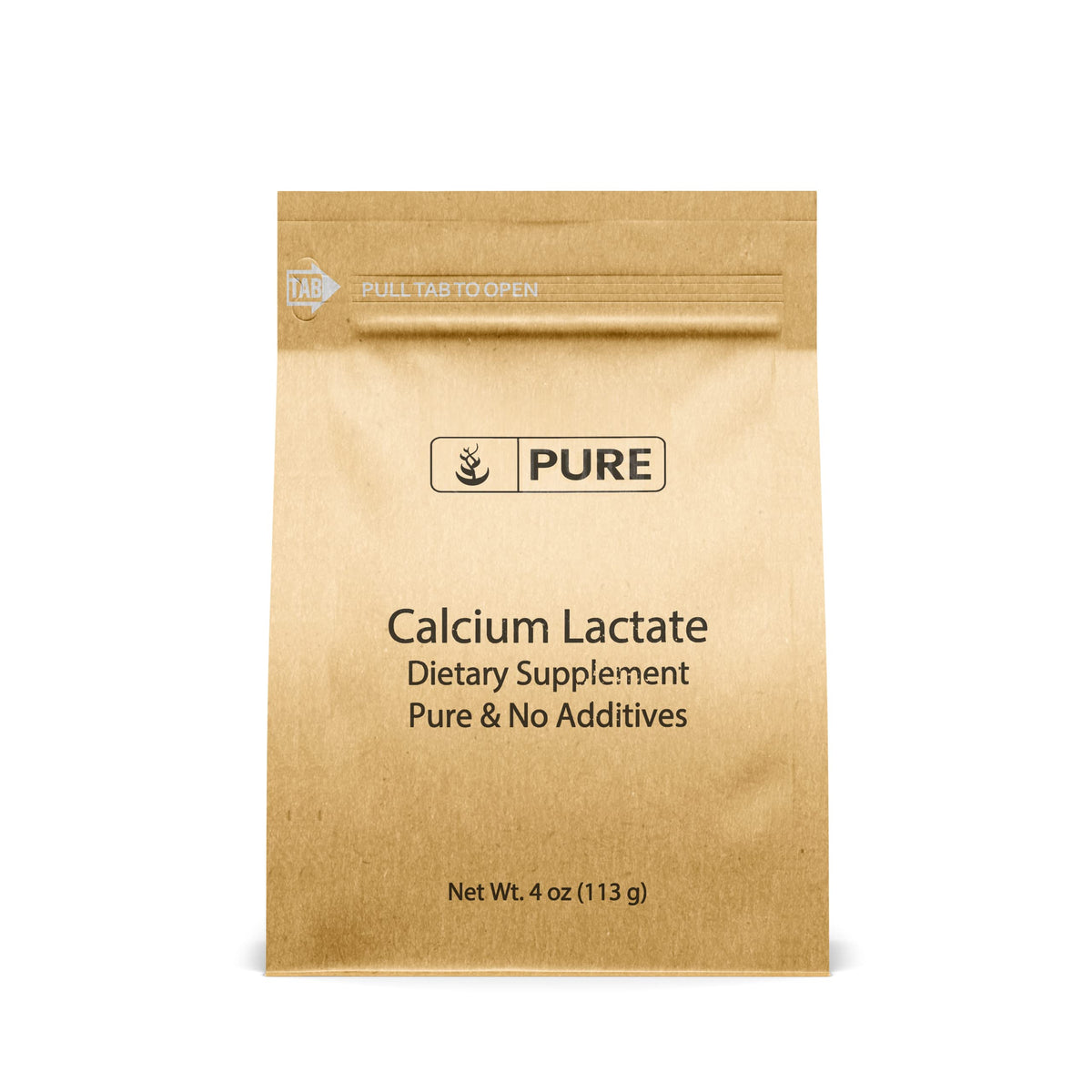 PURE ORIGINAL INGREDIENTS Calcium Lactate Powder front view packaging