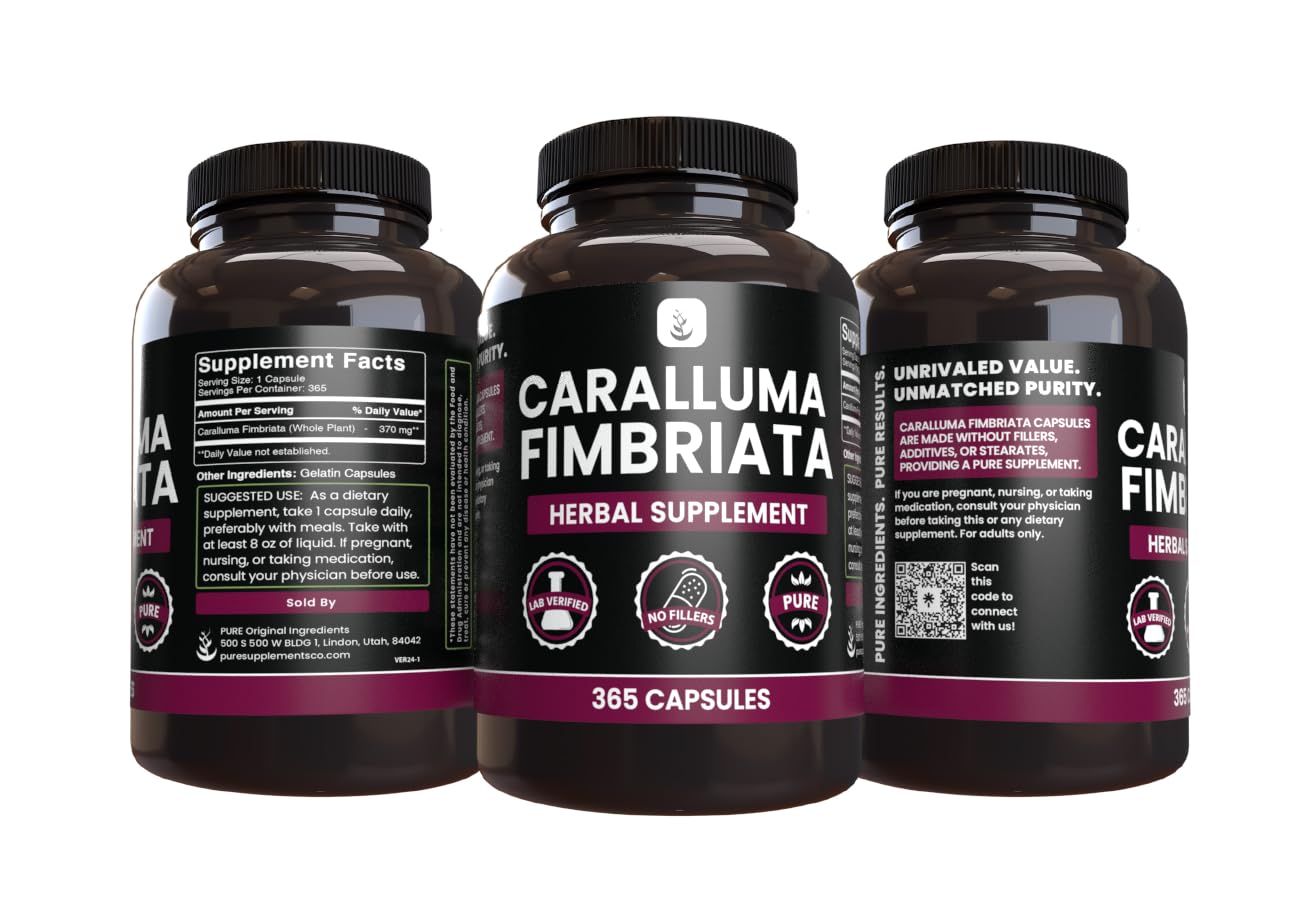 PURE ORIGINAL INGREDIENTS Caralluma Fimbriata Capsules in hand