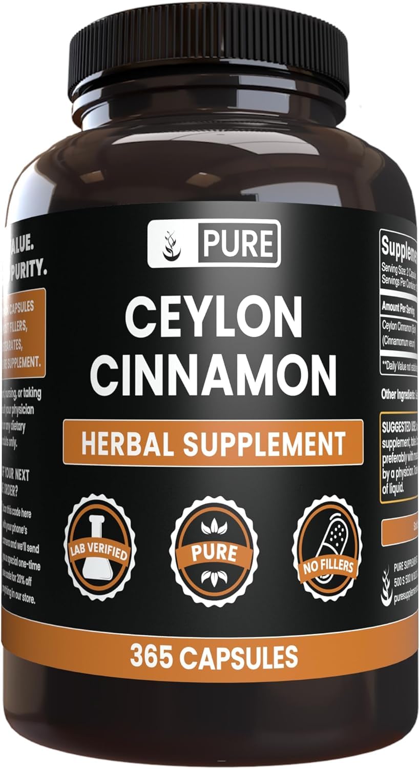 PURE ORIGINAL INGREDIENTS Ceylon Cinnamon Capsules front view