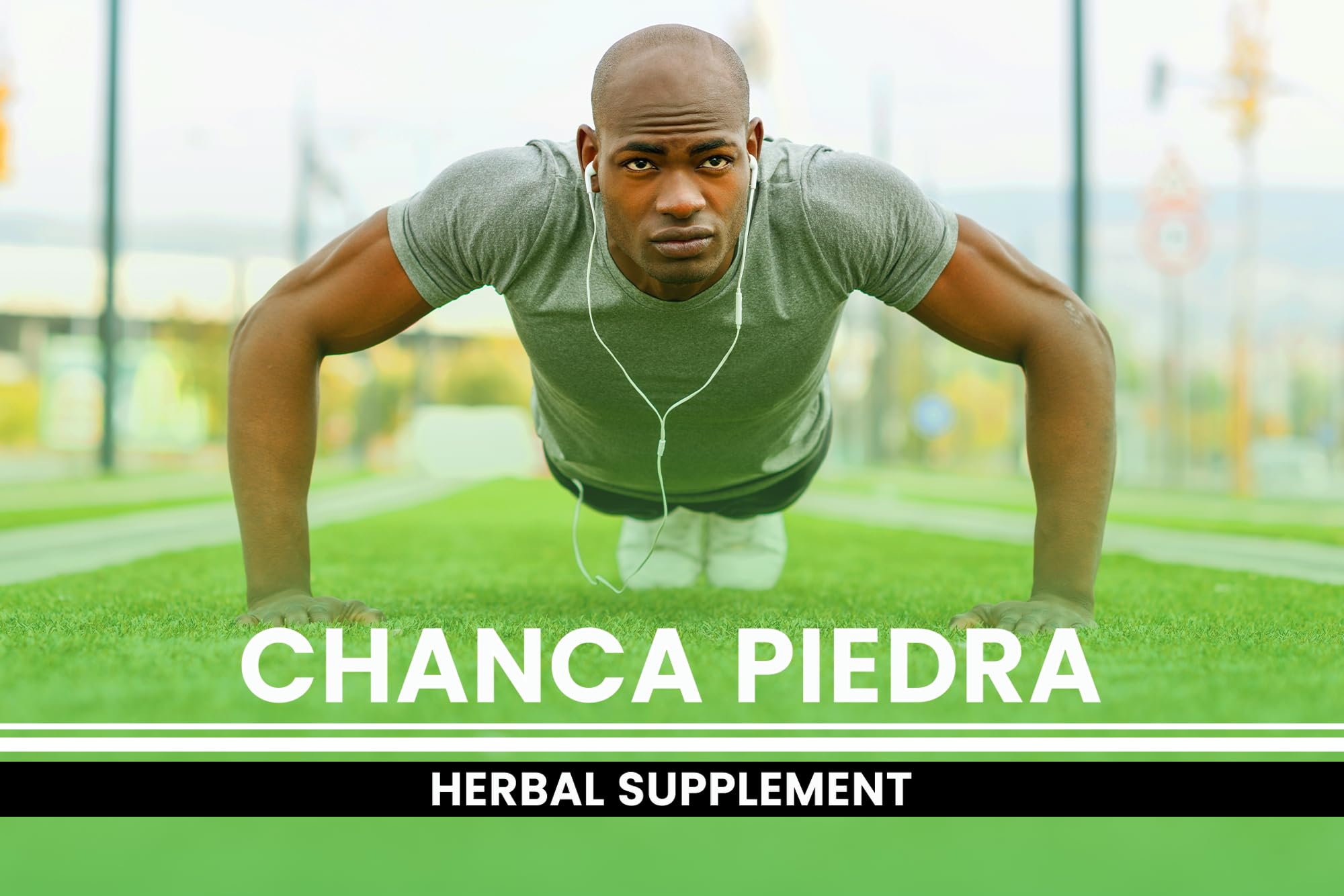 PURE ORIGINAL INGREDIENTS Chanca Piedra Capsules on a wooden surface
