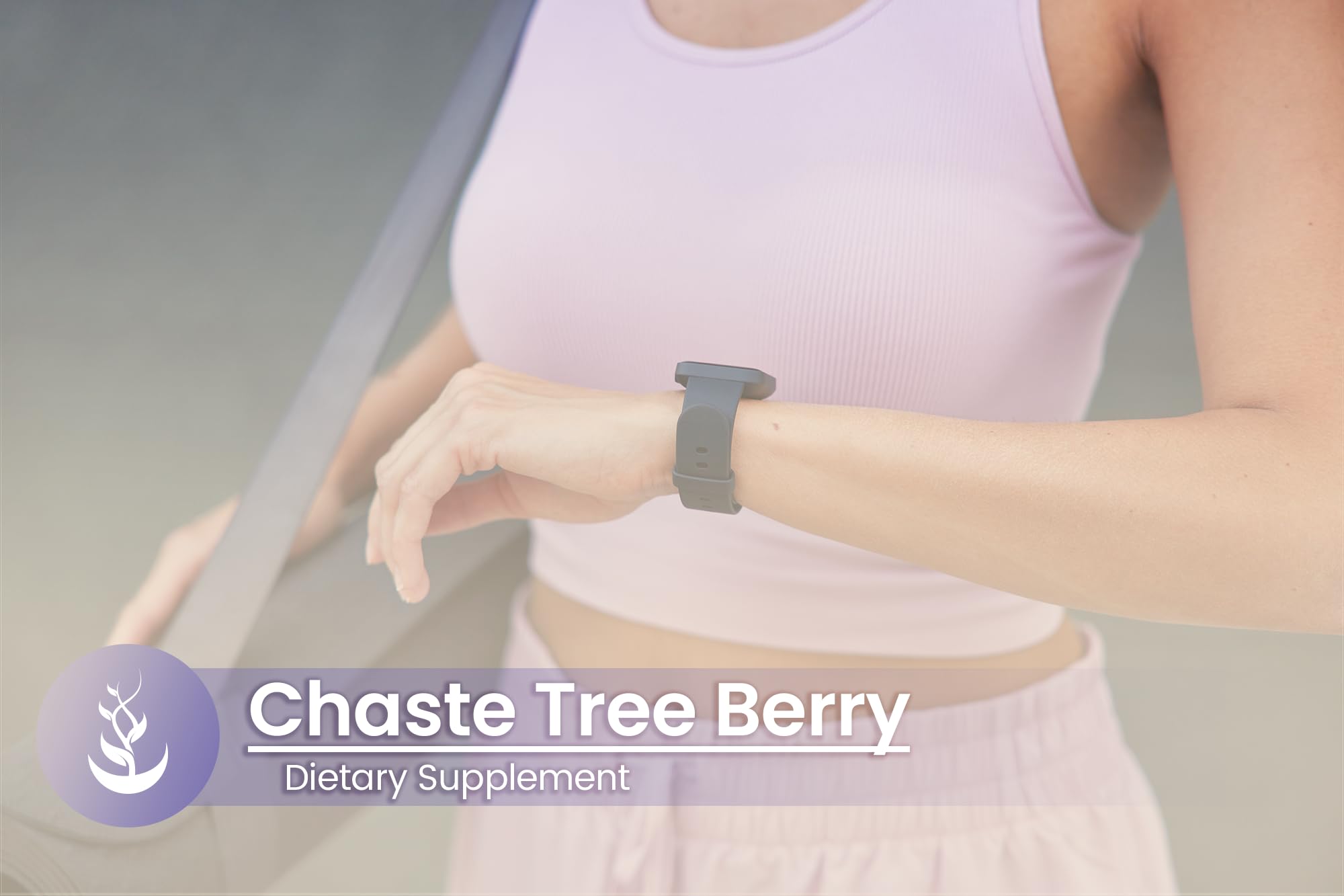 PURE ORIGINAL INGREDIENTS Chasteberry Capsules on a wooden surface