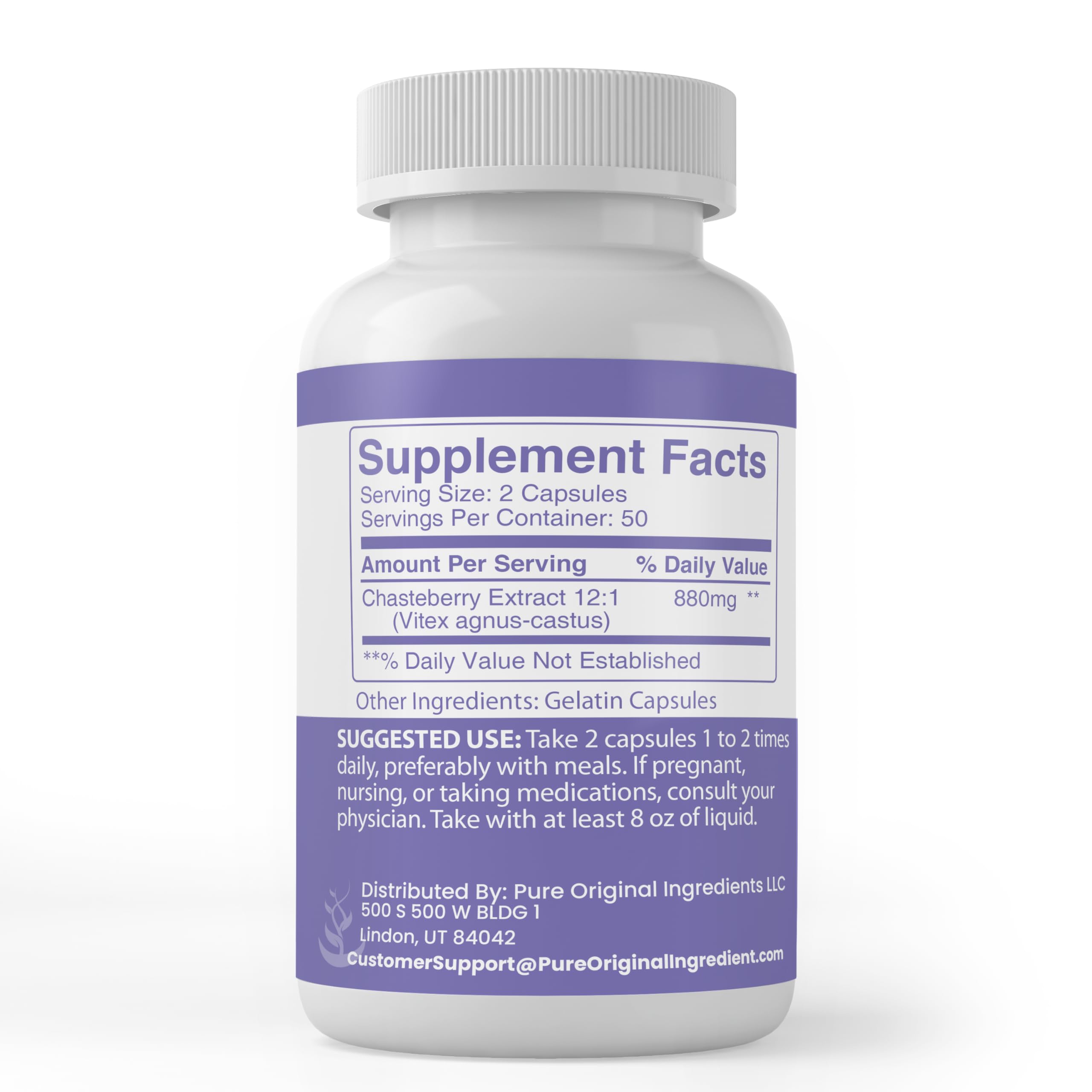 PURE ORIGINAL INGREDIENTS Chasteberry Capsules packaging