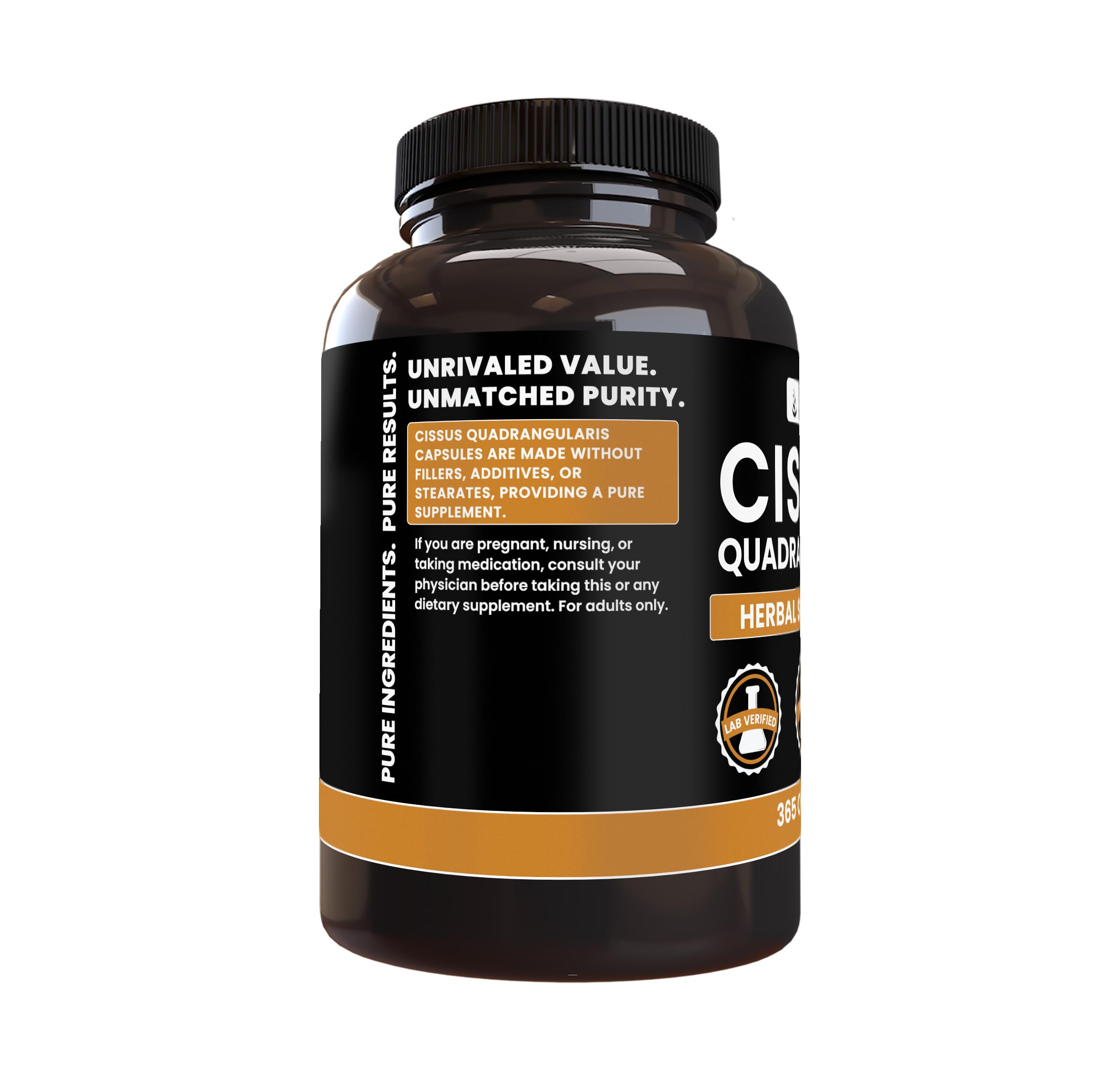 PURE ORIGINAL INGREDIENTS Cissus Quadrangularis Capsules side view