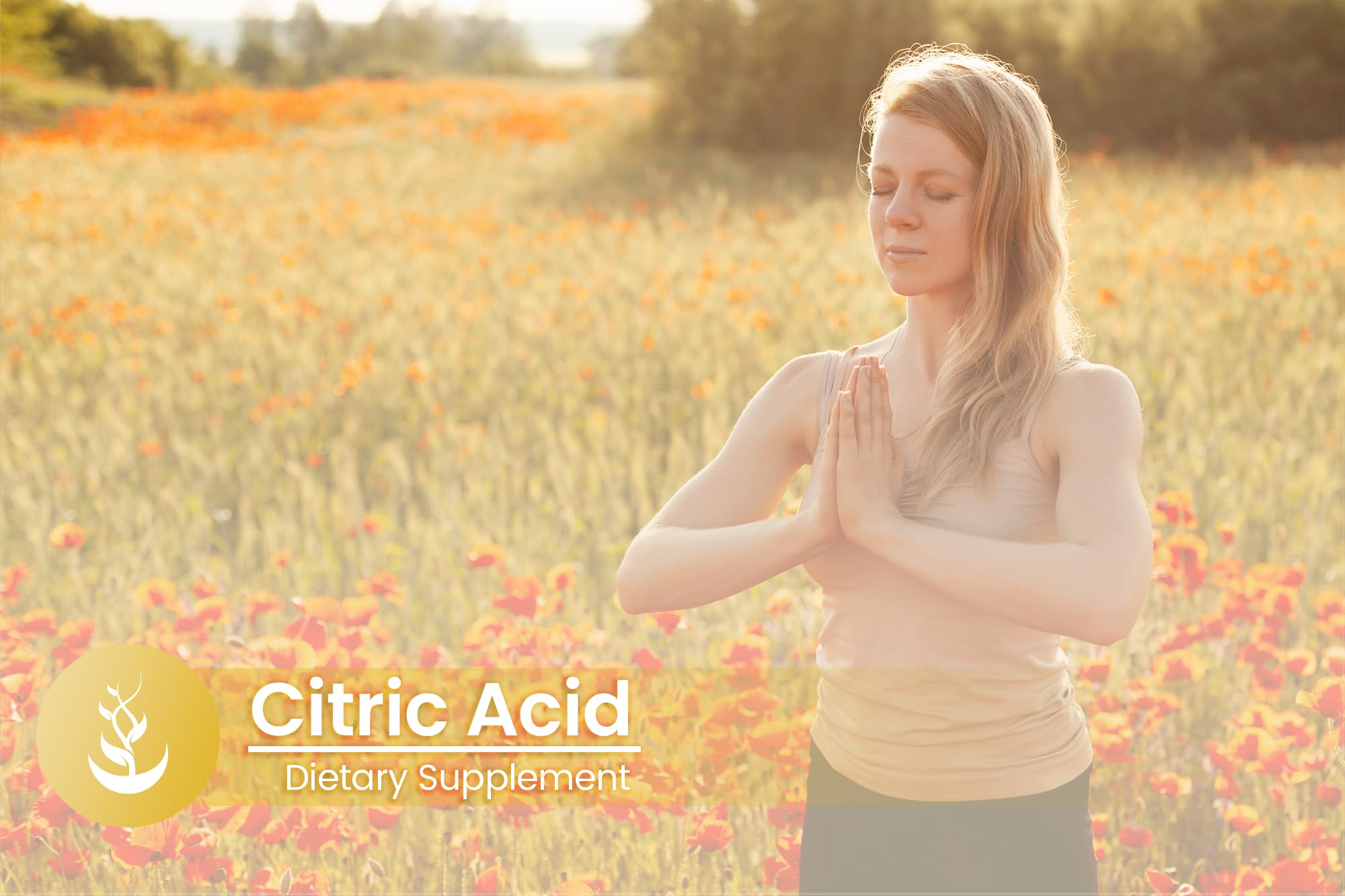 PURE ORIGINAL INGREDIENTS Citric Acid Capsules on a wooden table