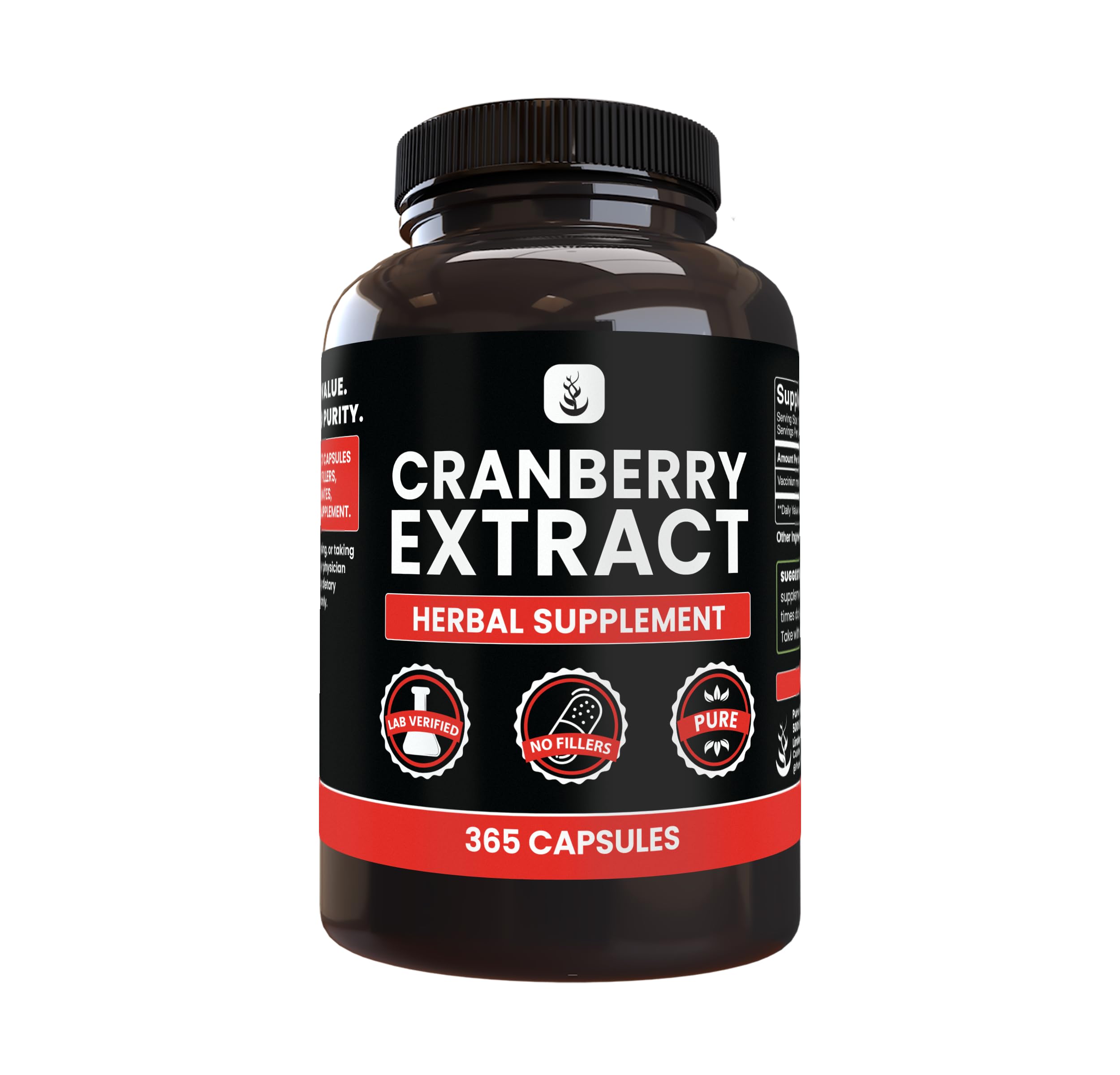 PURE ORIGINAL INGREDIENTS Cranberry Extract Capsules front view