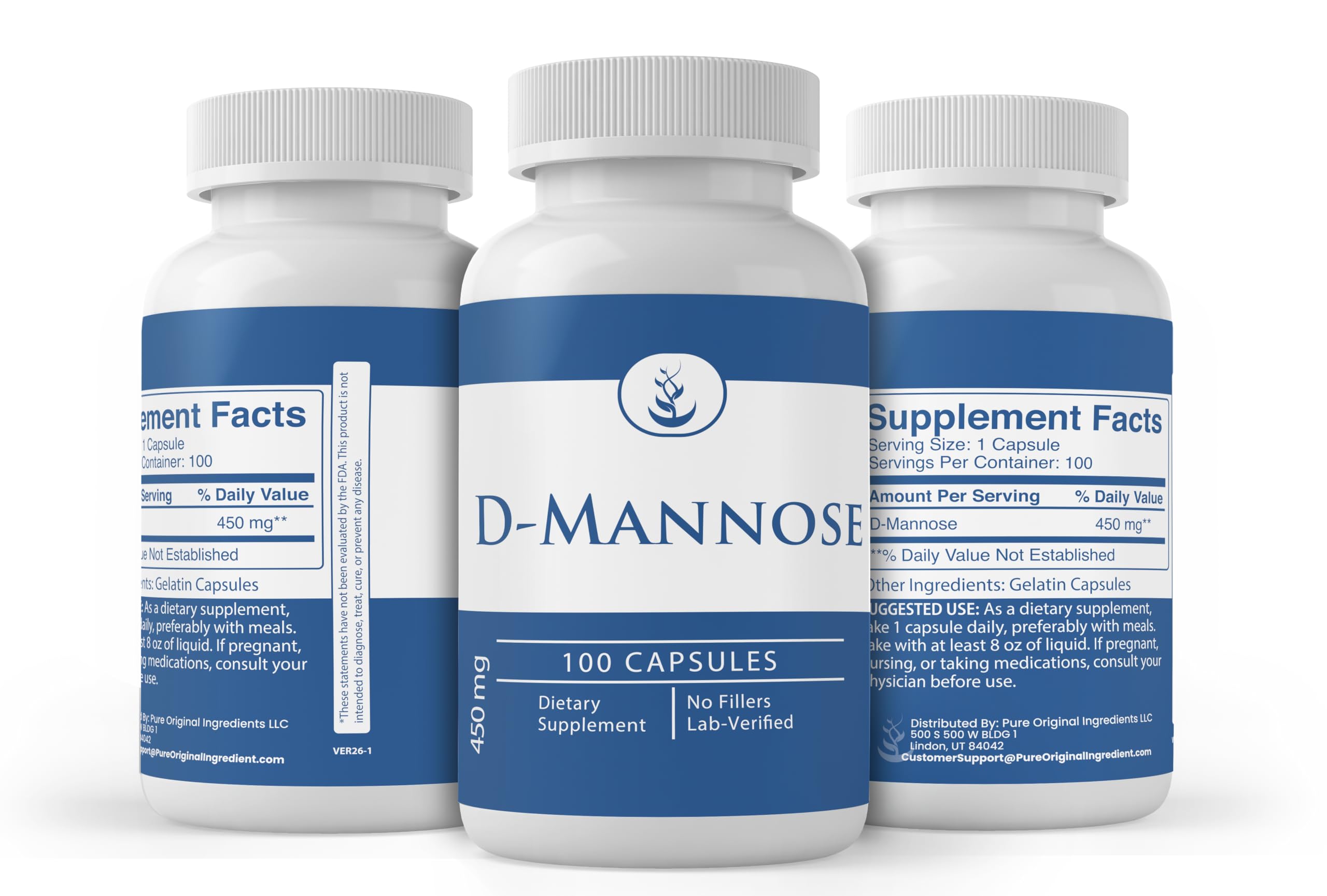 PURE ORIGINAL INGREDIENTS D-Mannose Capsules close-up of capsules