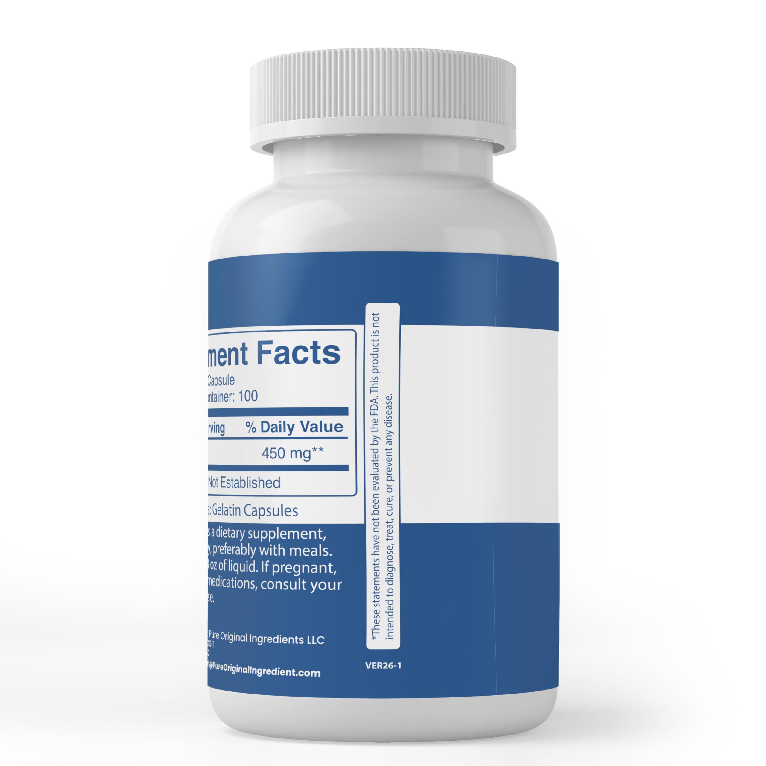PURE ORIGINAL INGREDIENTS D-Mannose Capsules side view