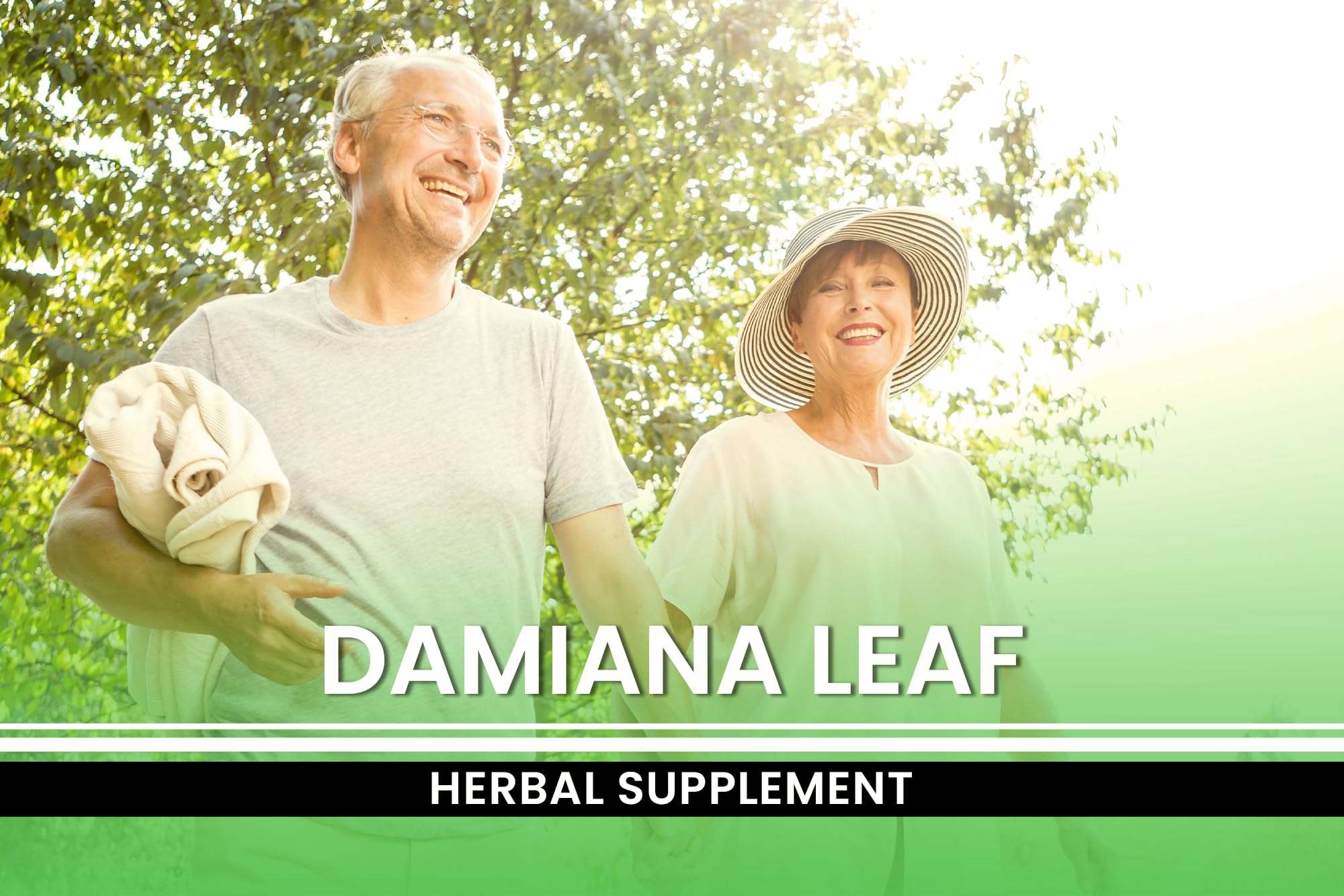 PURE ORIGINAL INGREDIENTS Damiana Leaf Capsules displayed on a wooden table