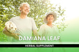 PURE ORIGINAL INGREDIENTS Damiana Leaf Capsules displayed on a wooden table